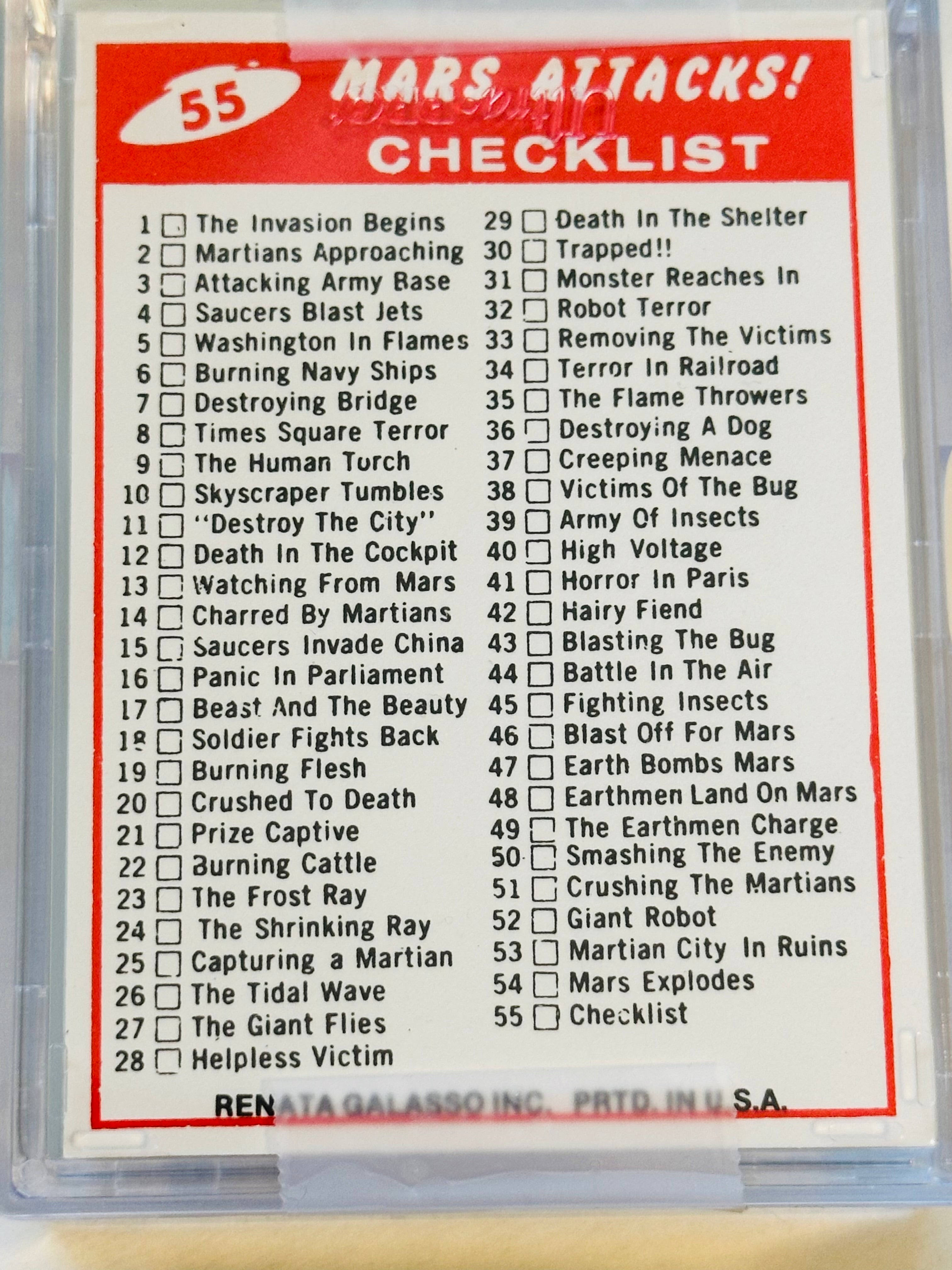 Mars Attacks high grade condition reprint cards set 1984