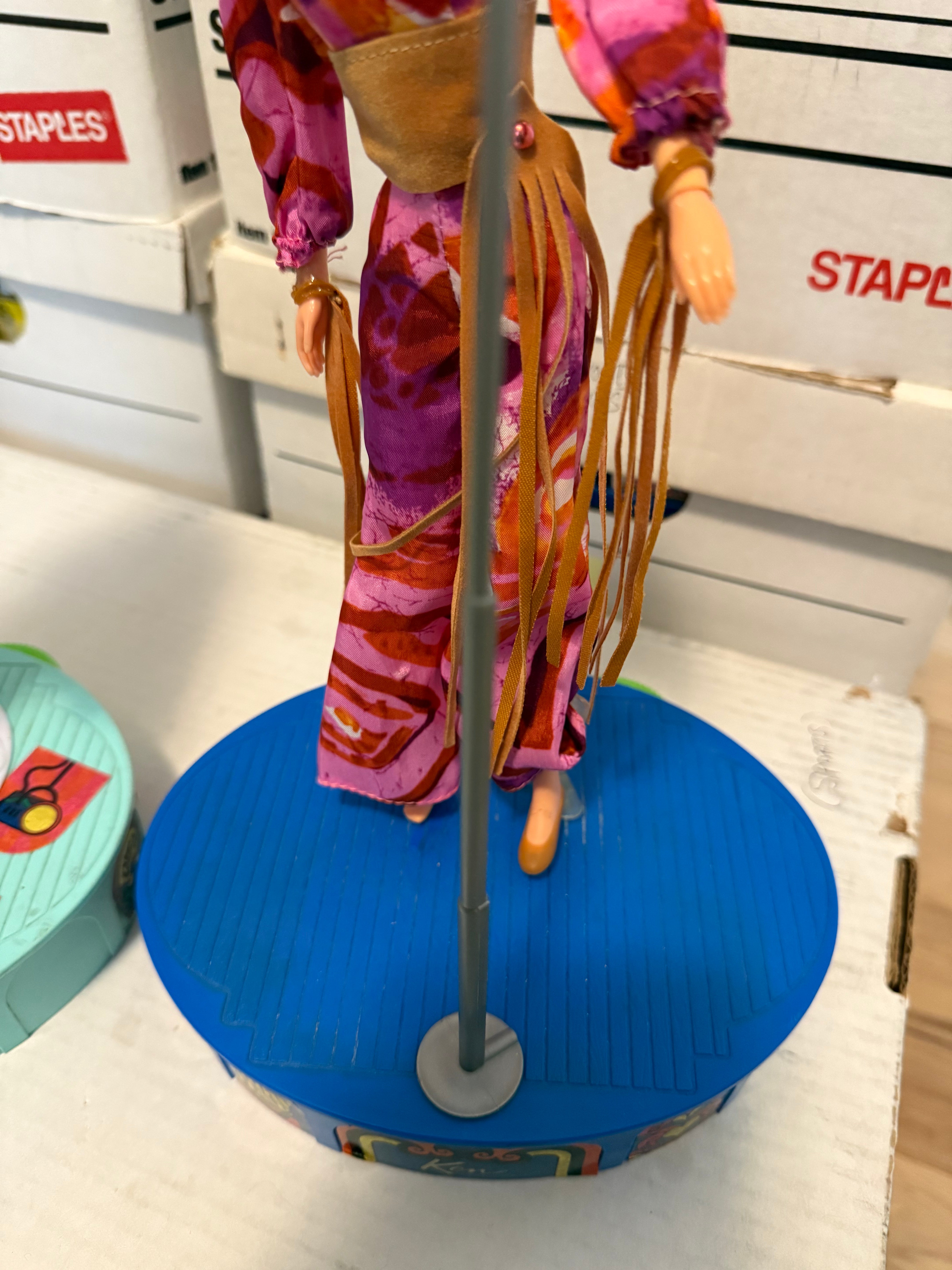 Barbie and Ken rare Hippy Dolls with display stands 1970s