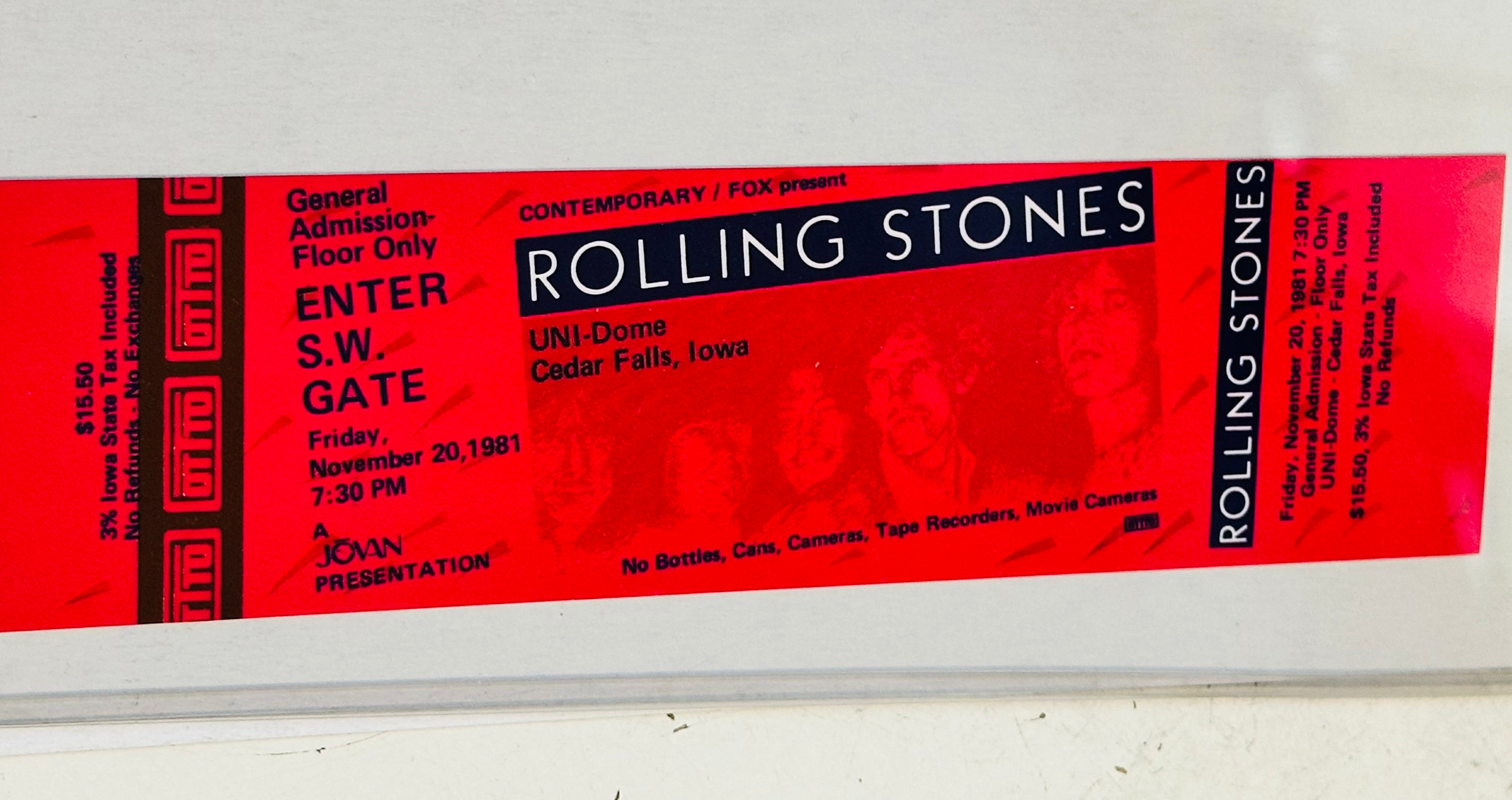 The Rolling Stones original concert ticket tattoo you 1981