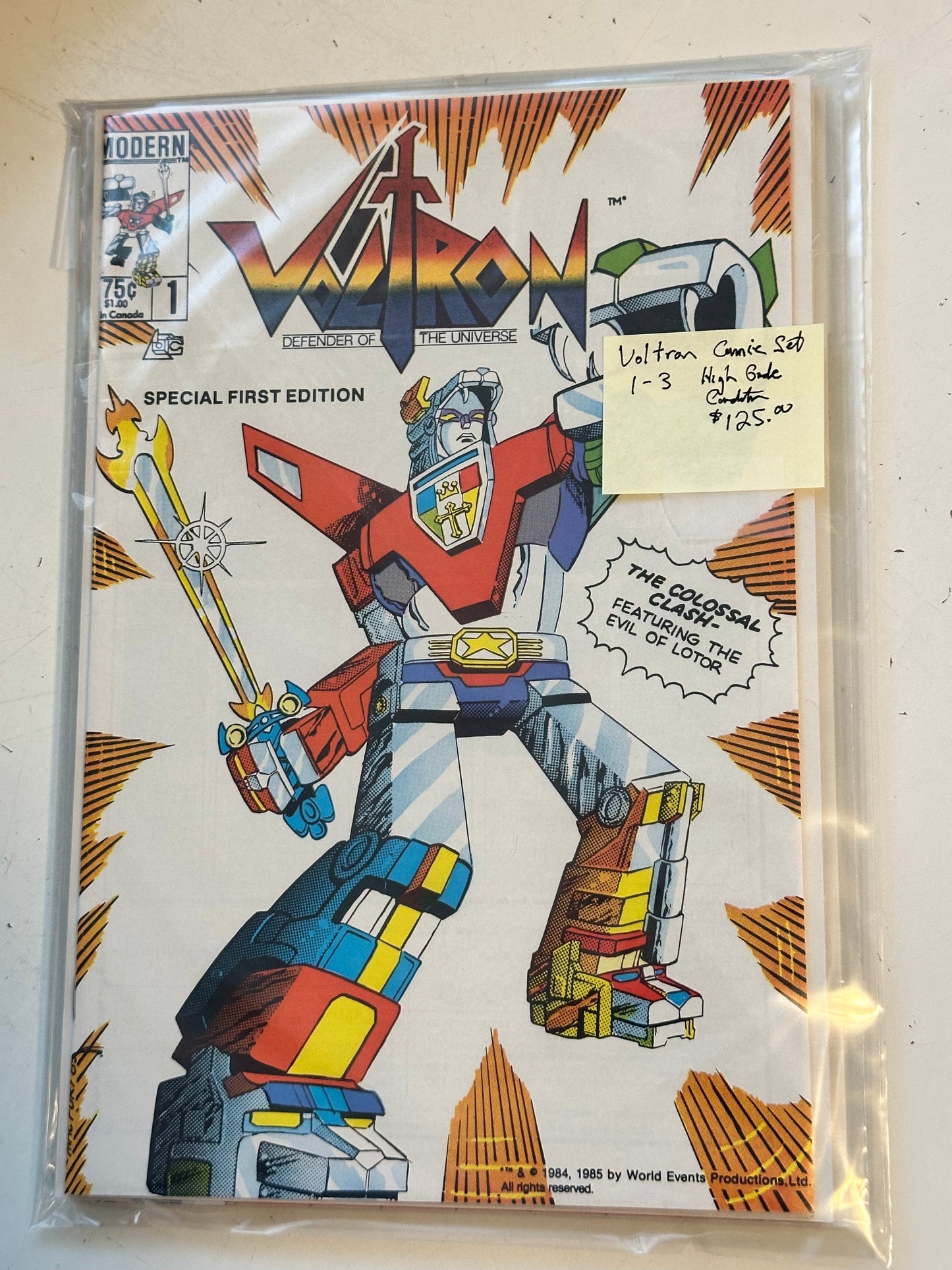 Voltron vintage 3 high grade NM comics set 1-3 from 1985