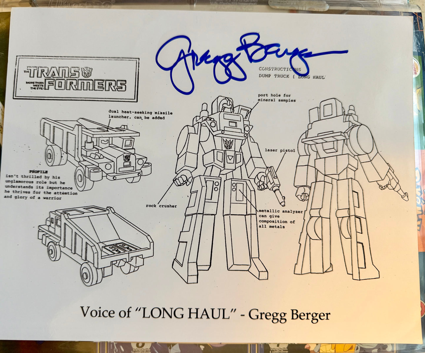 Transformers Gregg Berger voice actor autographed photo with COA