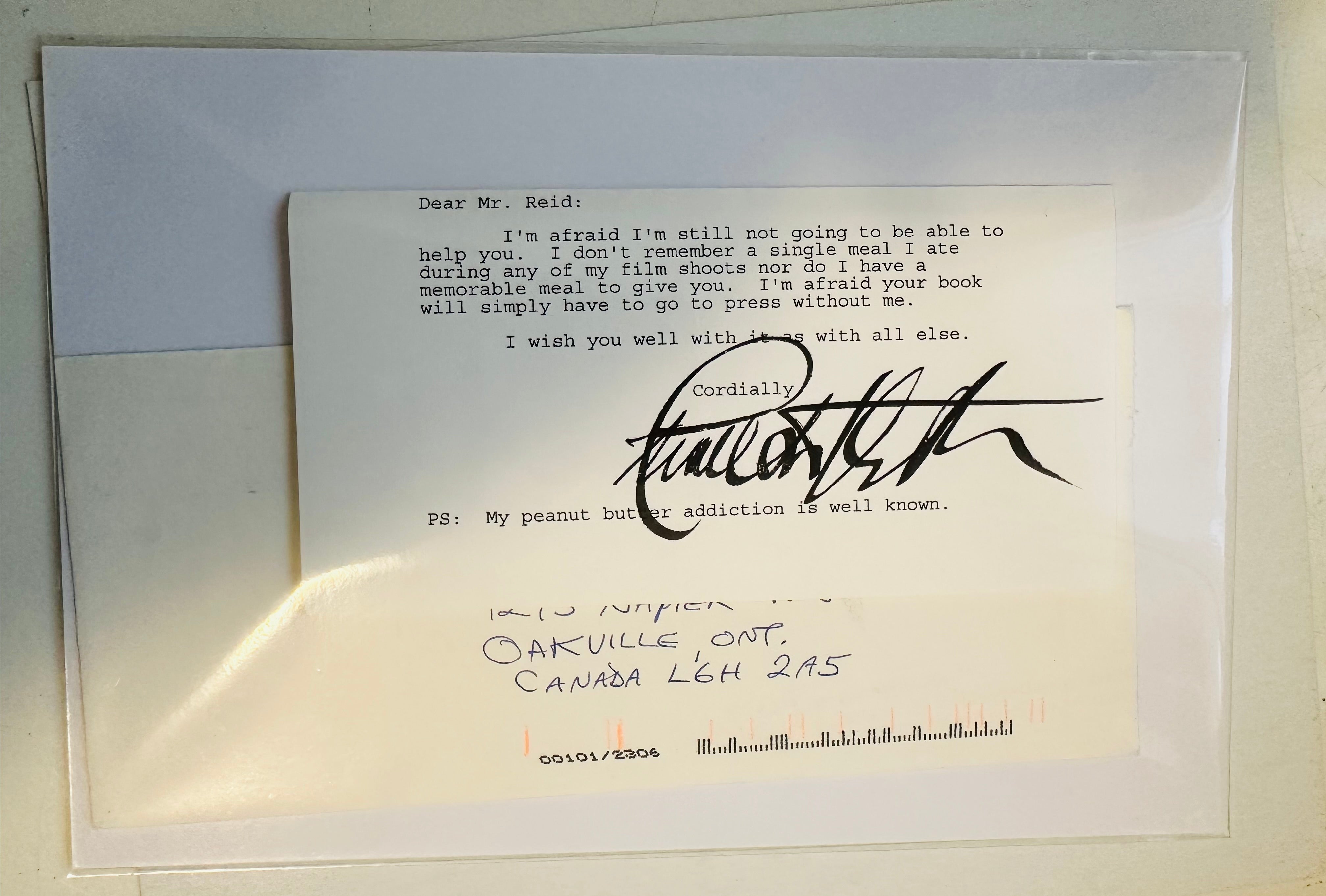 Charlton Heston, legendary actor autographed response letter on his personal stationary sold with COA