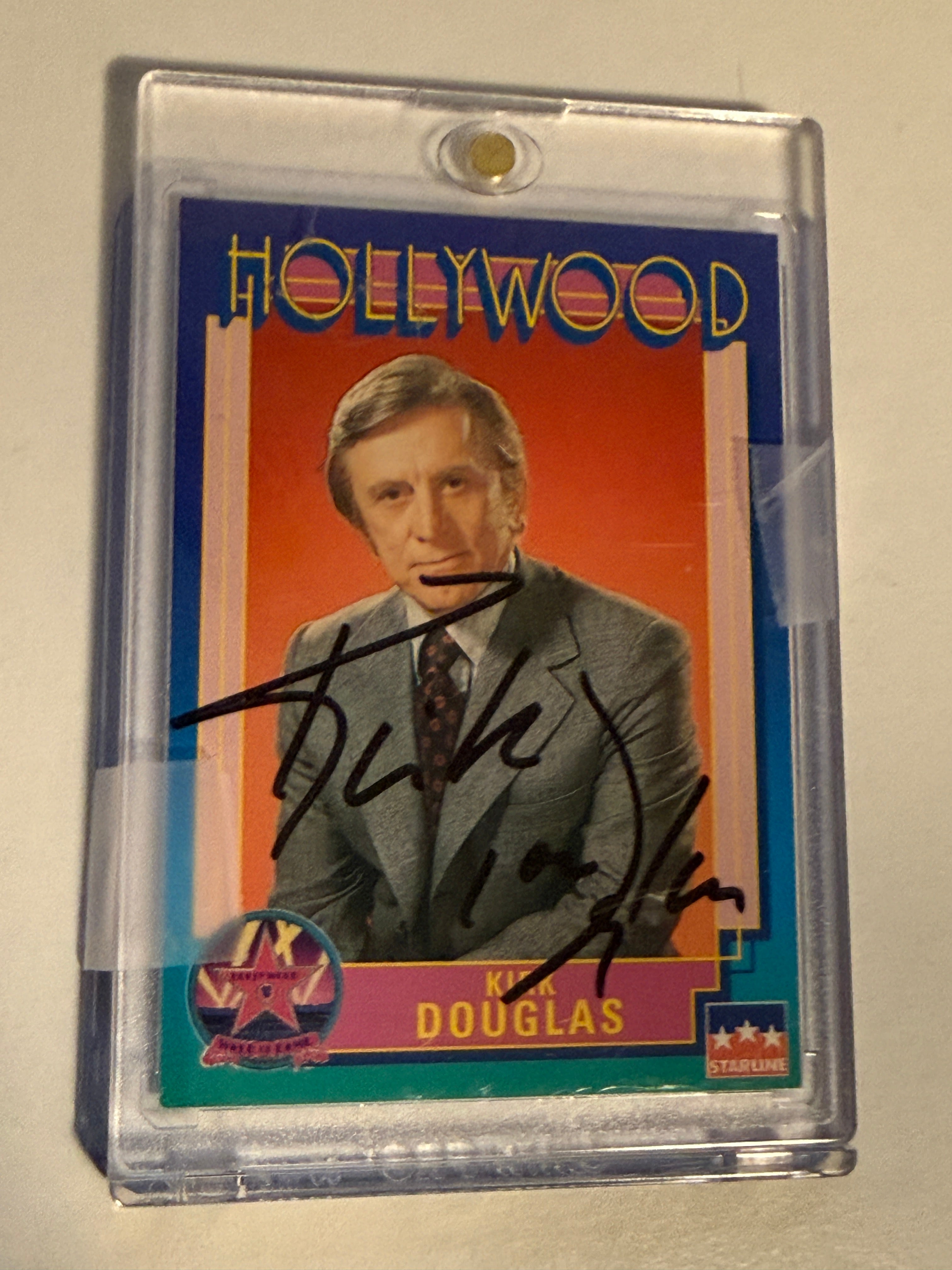 Kirk Douglas movie actor legend autographed card ceritified
