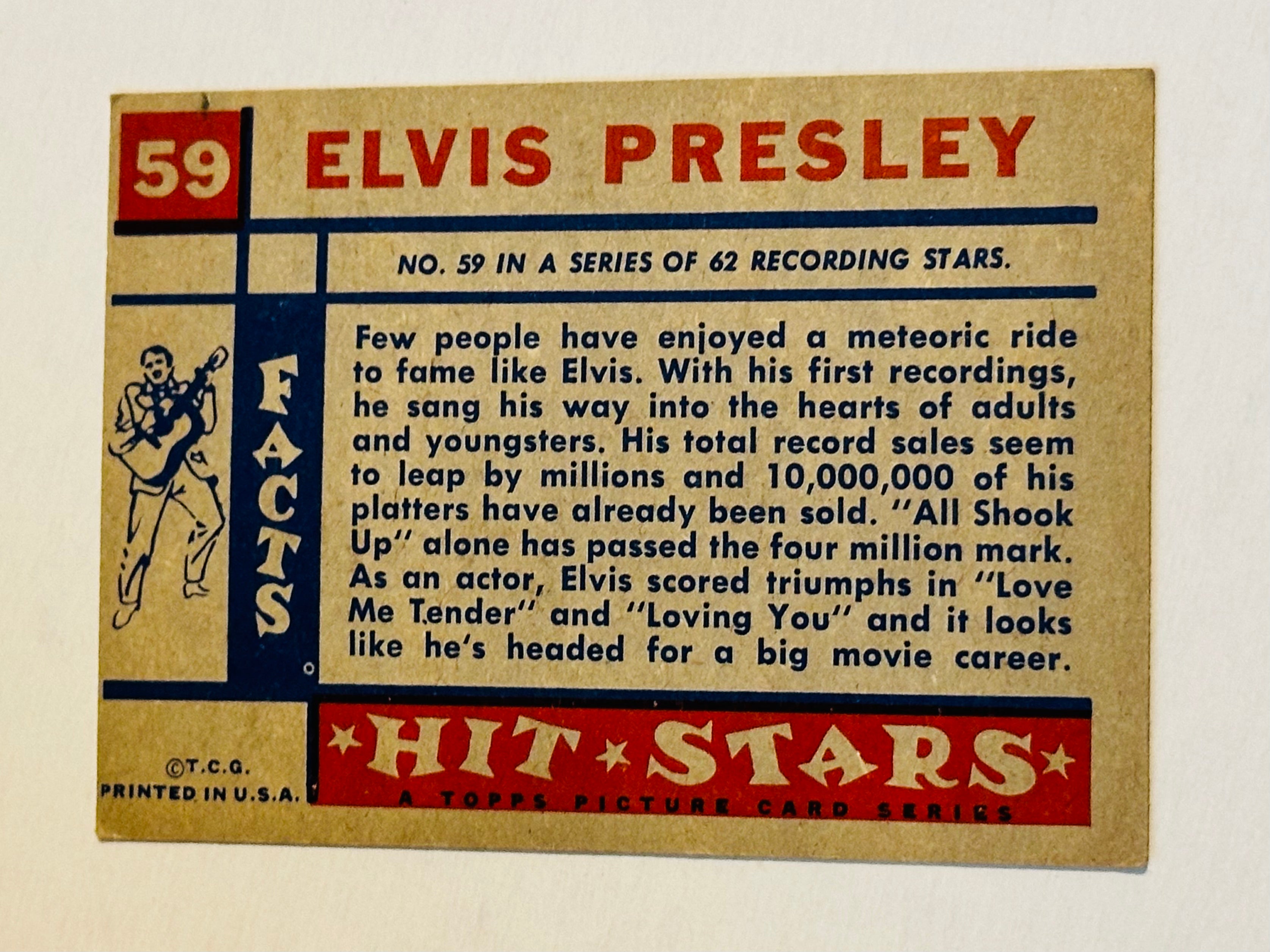 Elvis hit stars, rare card, 1957