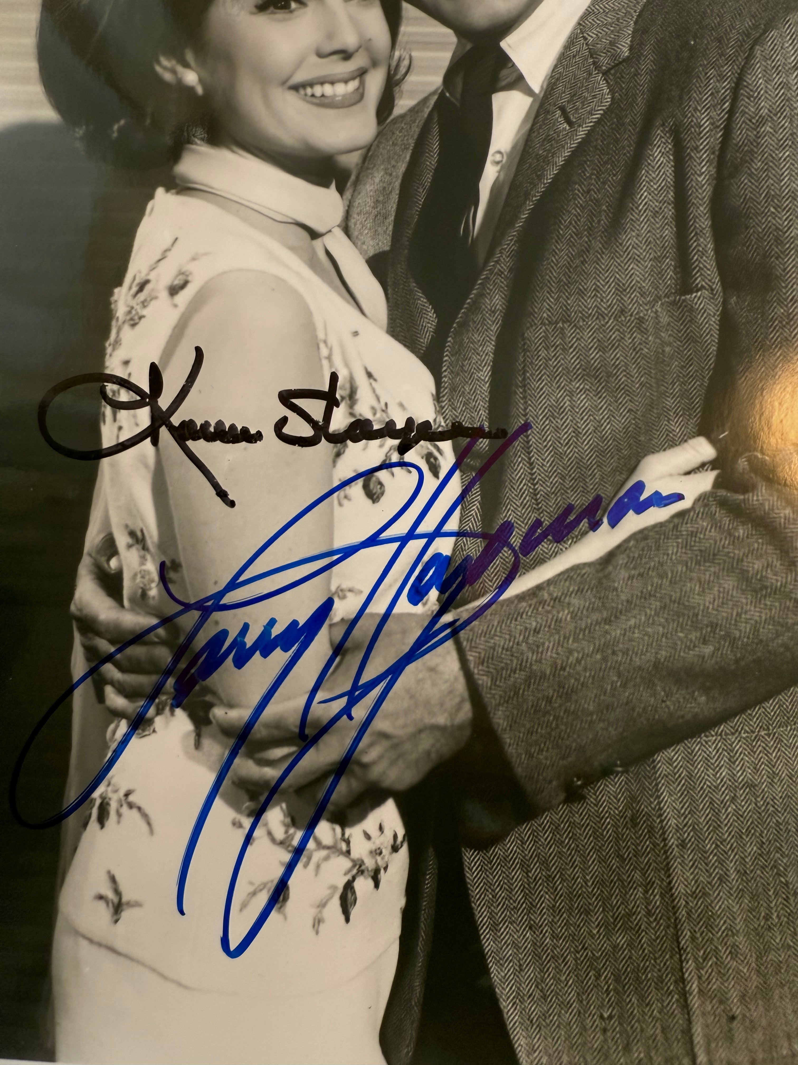Larry Hagman and Karen Sharpe rare double autograph from I dream of Jeannie TV series! Amazing find! Sold with COA