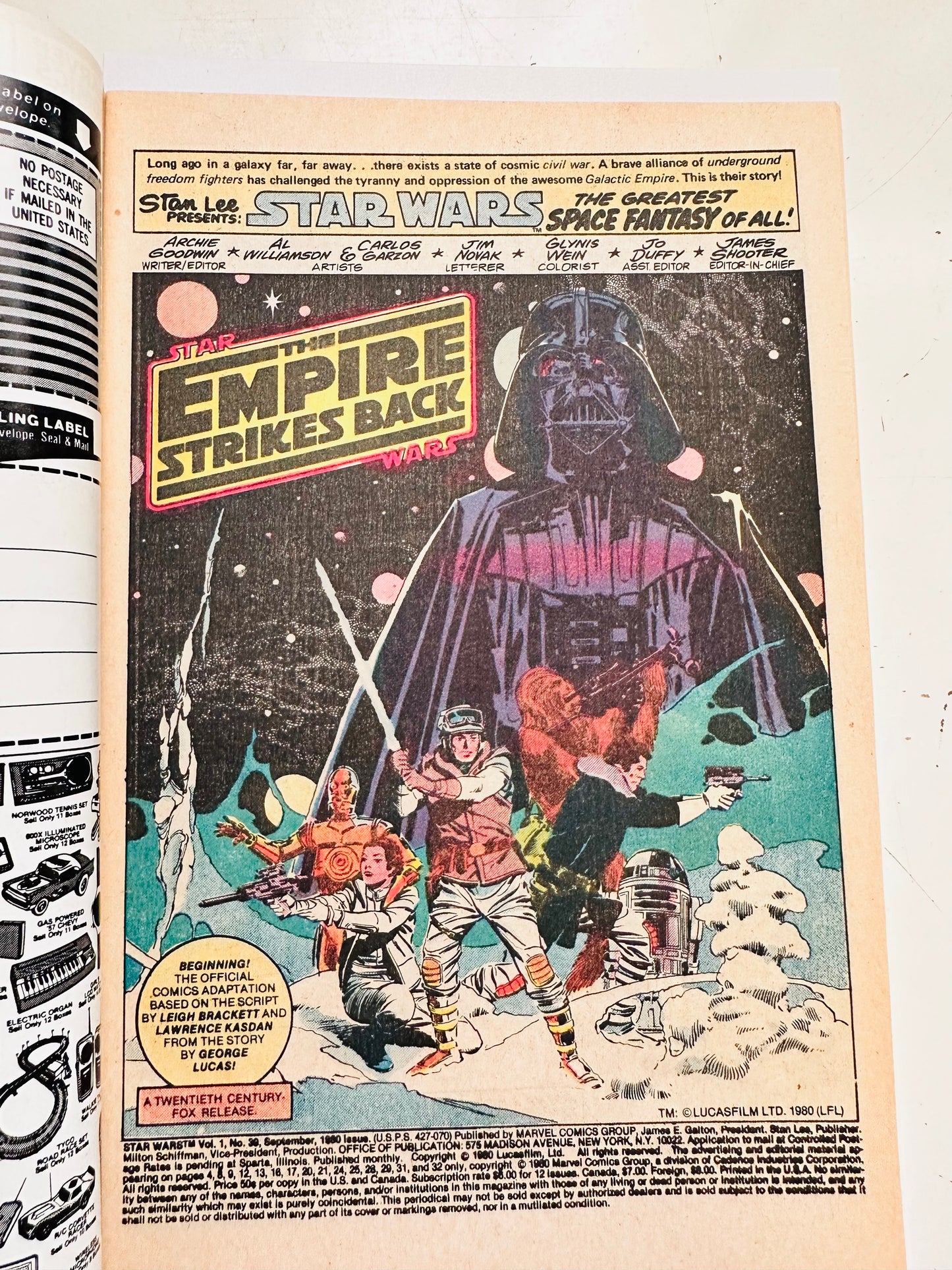 Star Wars #39 high grade comic book 1980.