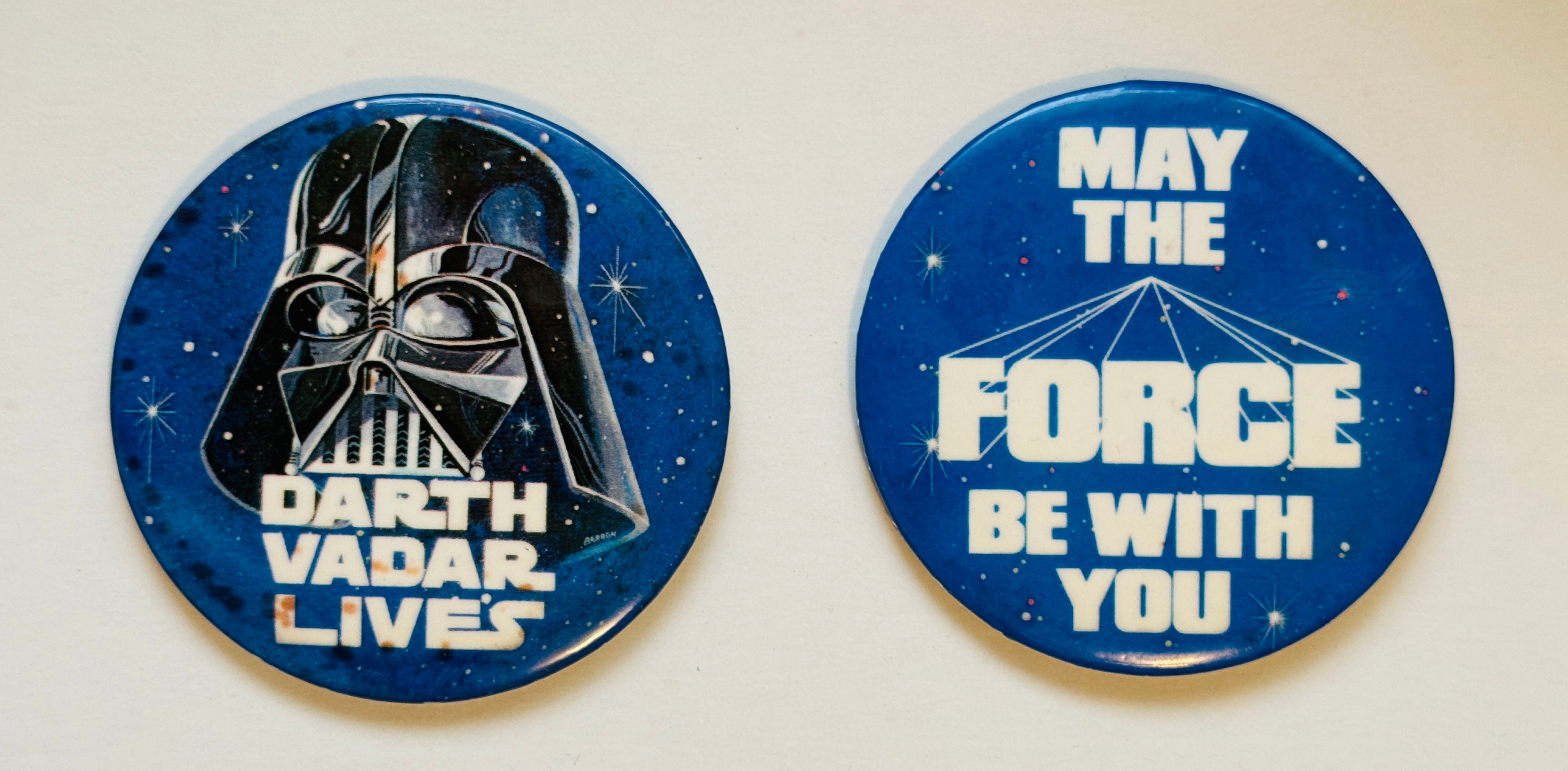 Star Wars movie two different vintage buttons 1980