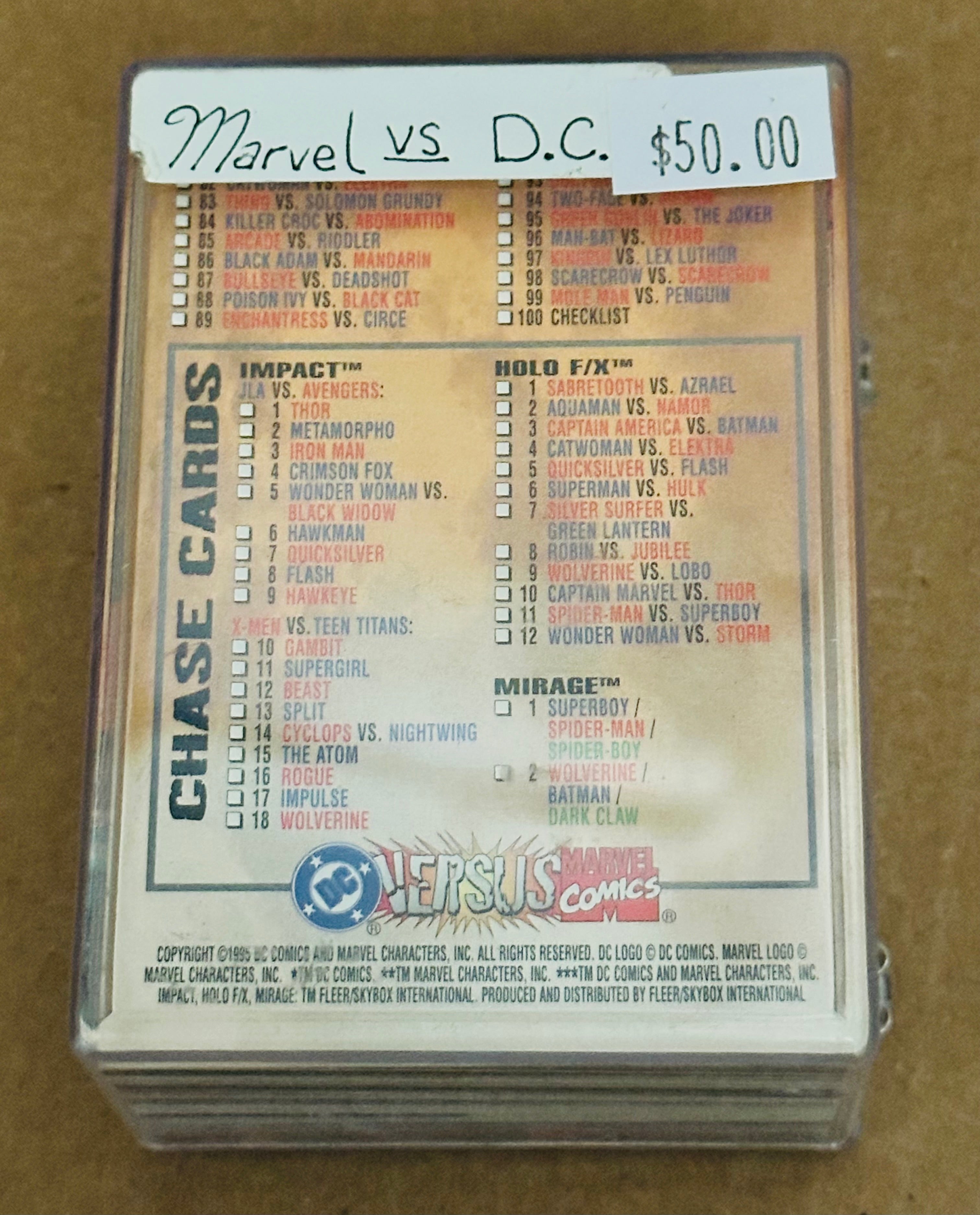 Marvel vs DC cards set 1995