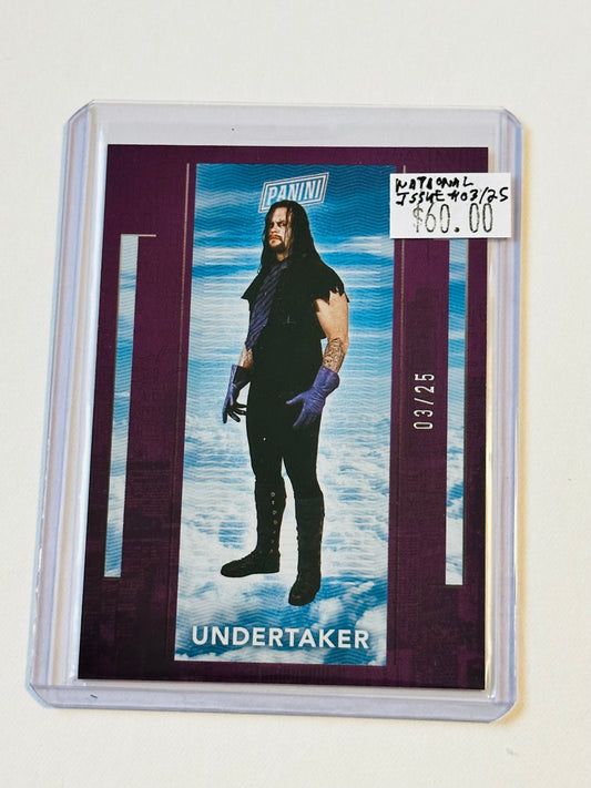 Wrestling The Undertaker rare numbered #03/25 foil insert card from the National sportscard expo 2023.