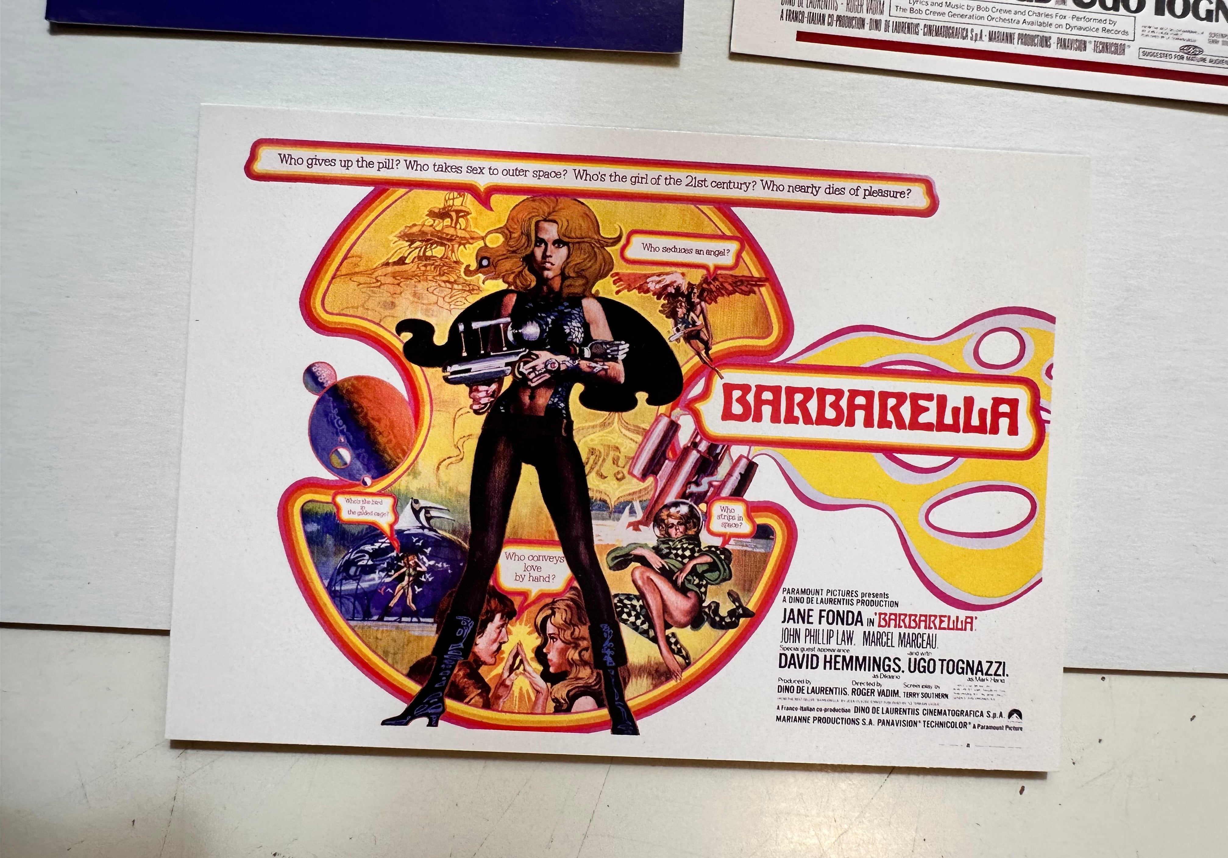 Barbarella movie three rare poster, insert cards 2010