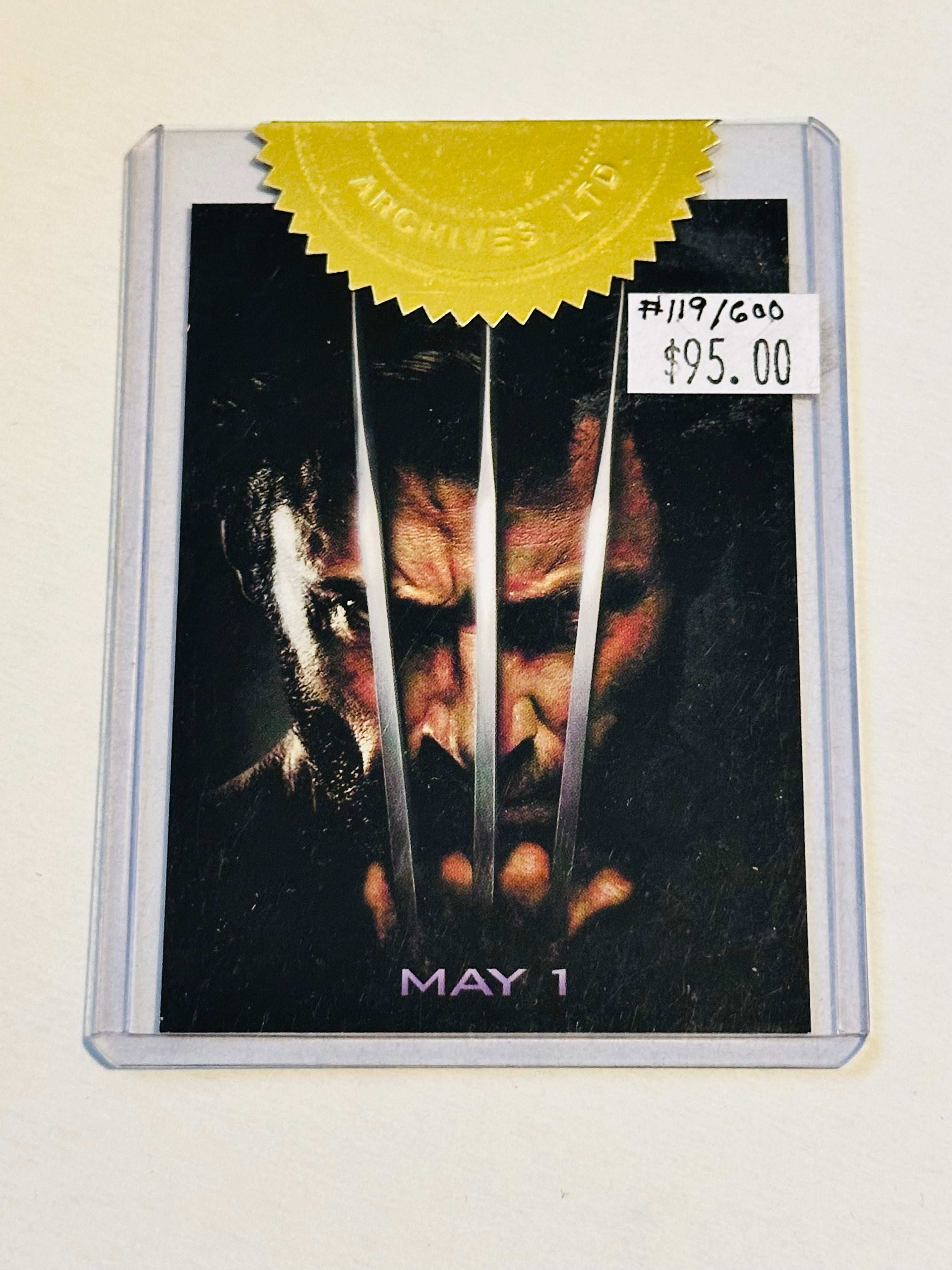 X-Men wolverine movie poster, rare numbered insert card with seal 2009