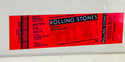 The Rolling Stones original concert ticket tattoo you 1981