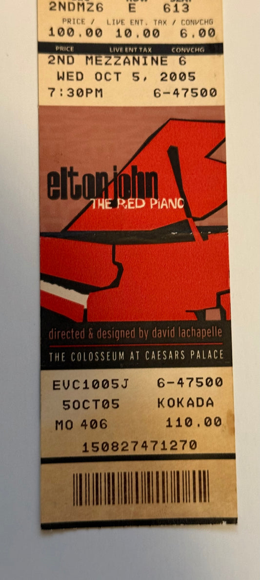 Elton John rare piano Concert ticket 2005