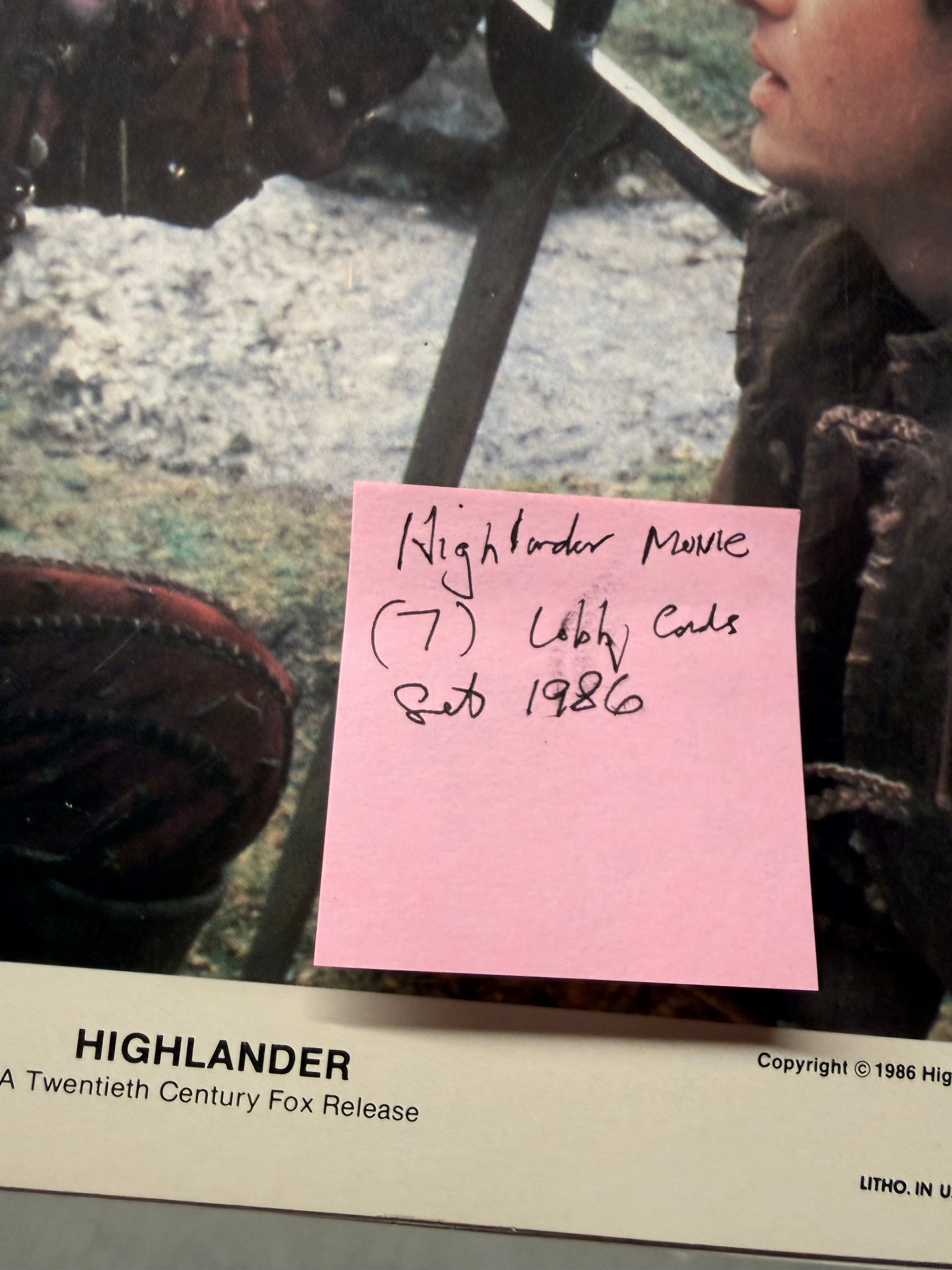 Highlander movie vintage lobby Cards set 1986