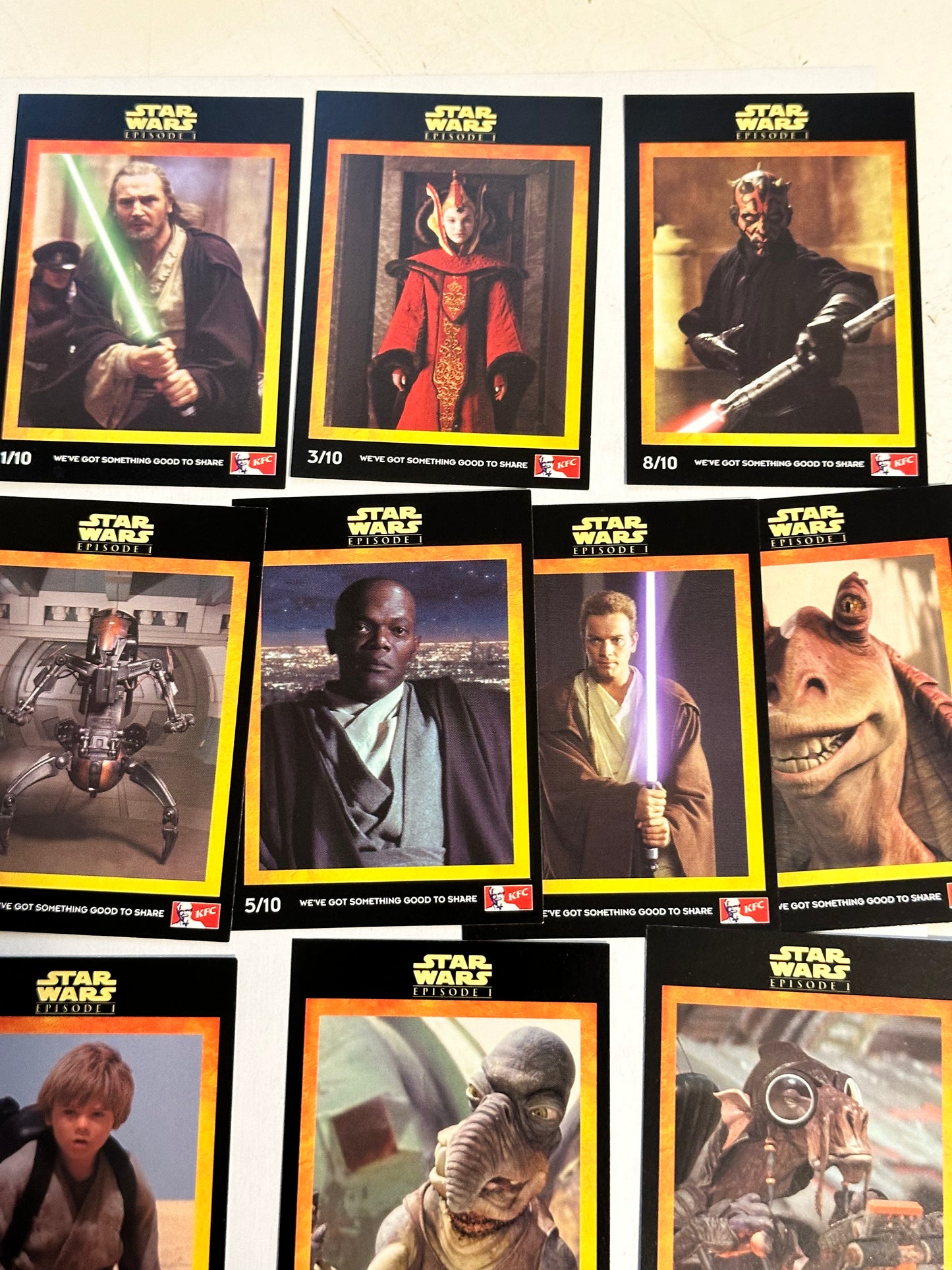 Star Wars Episode 1 KFC rare insert cards set 1999