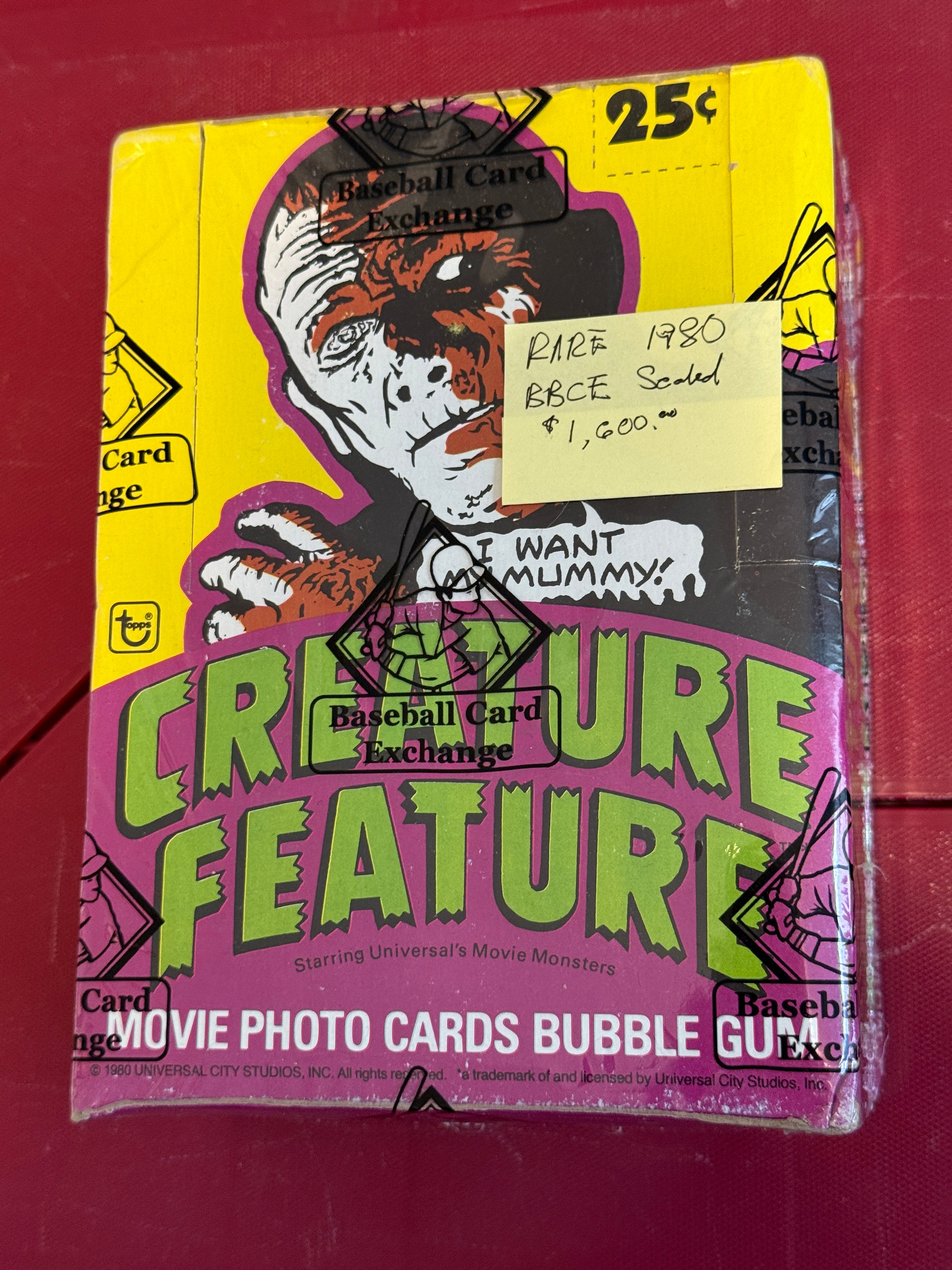 Creature feature photo cards, rare vintage BBCE certified wrapped 36 packs box 1980