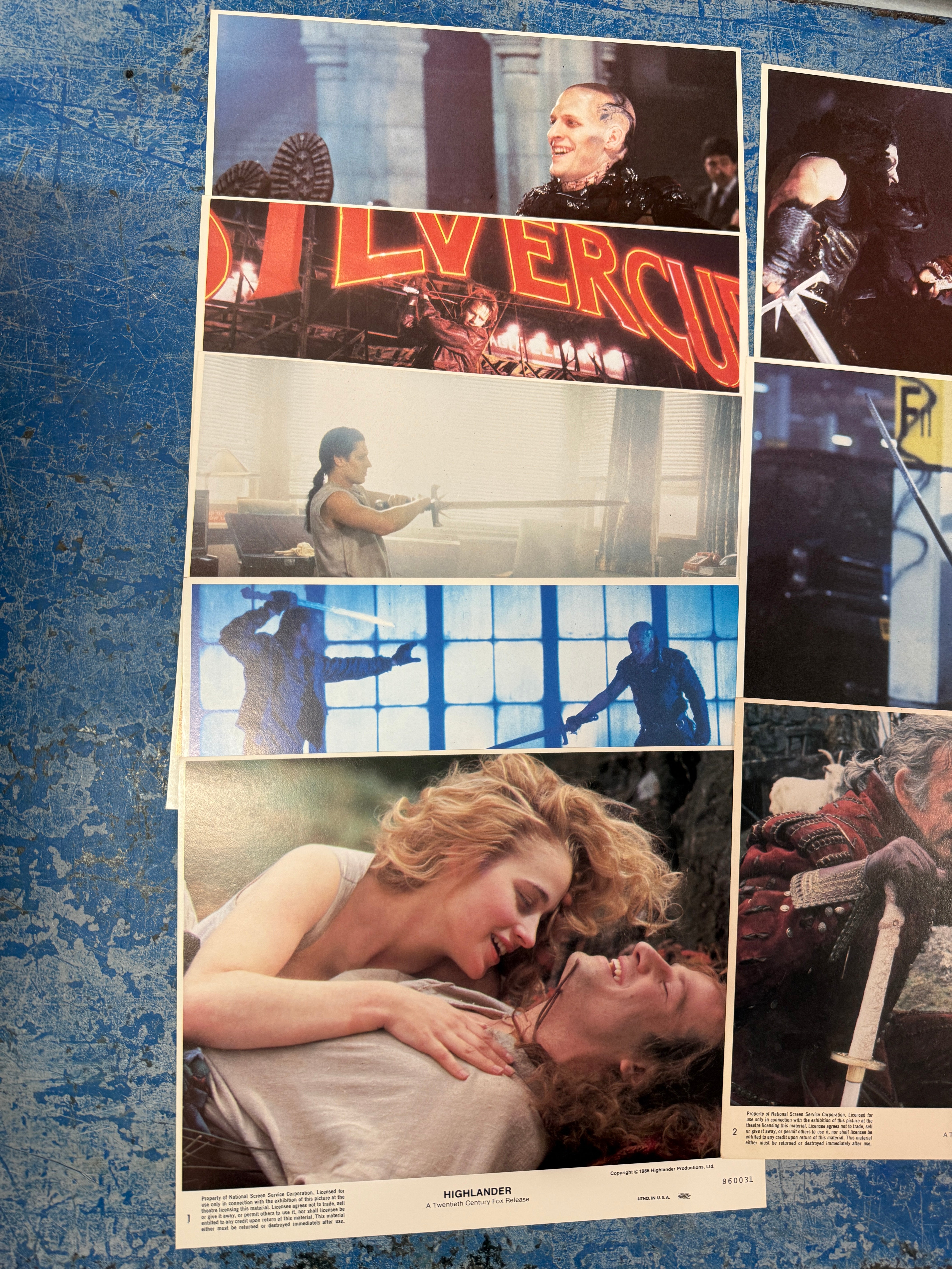 Highlander movie vintage lobby Cards set 1986