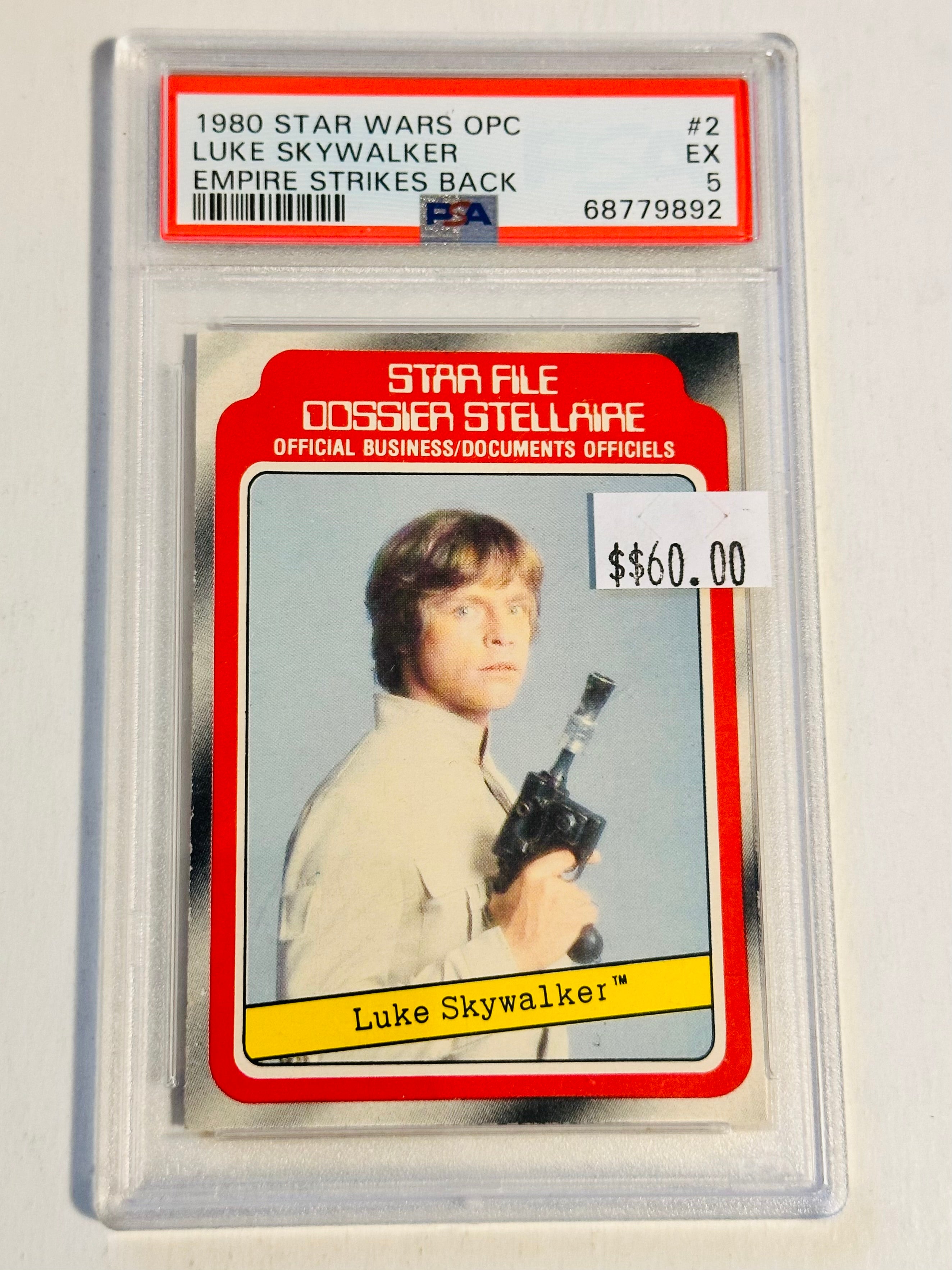 Star Wars Luke Skywalker Opc rarer Canadian version PSA graded card 1980