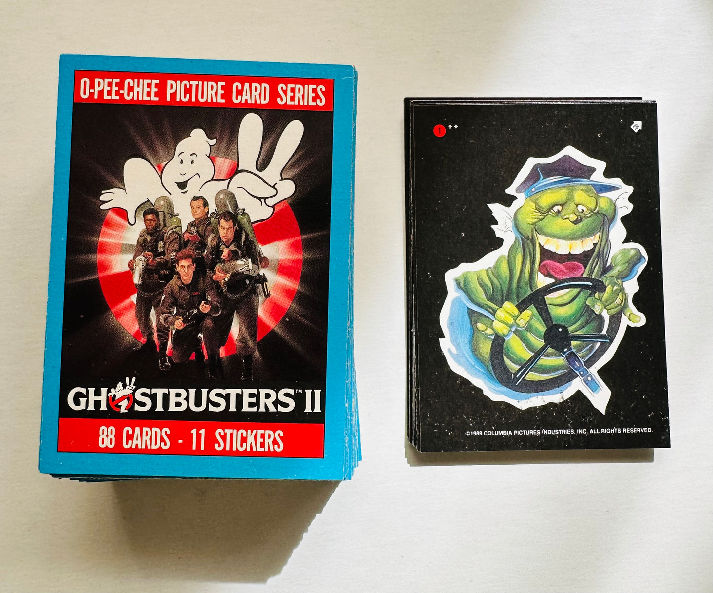 Ghostbusters 2 movie rarer version Opc Canadian cards and stickers set 1989