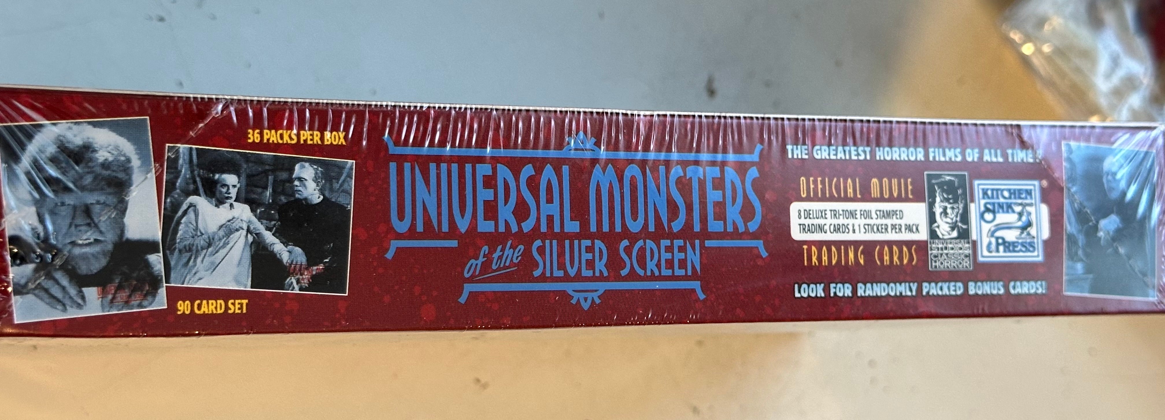 Universal monsters, rare factory sealed cards, box 1989