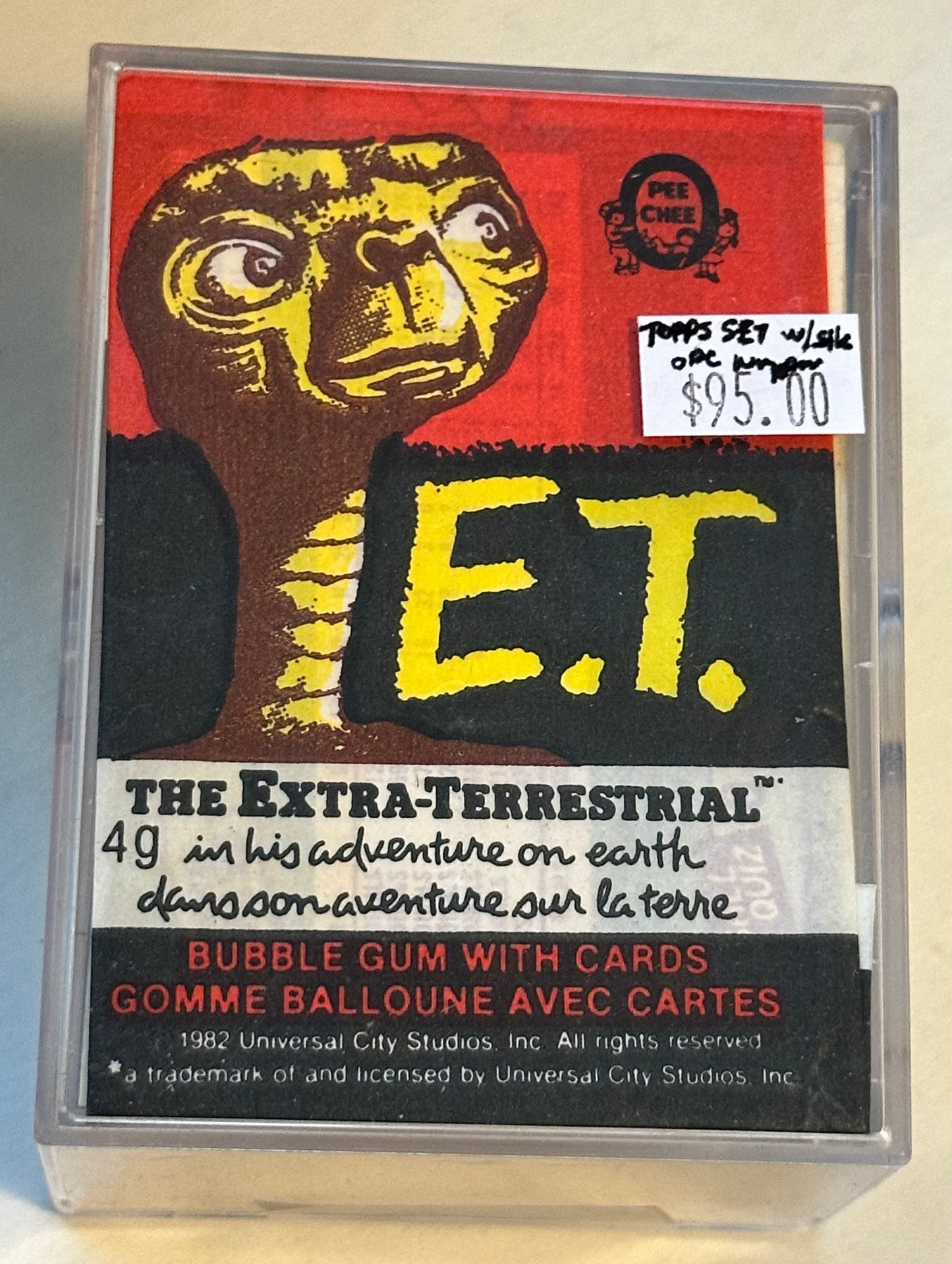 ET movie Opc Canadian version cards set with stickers and wrapper 1982