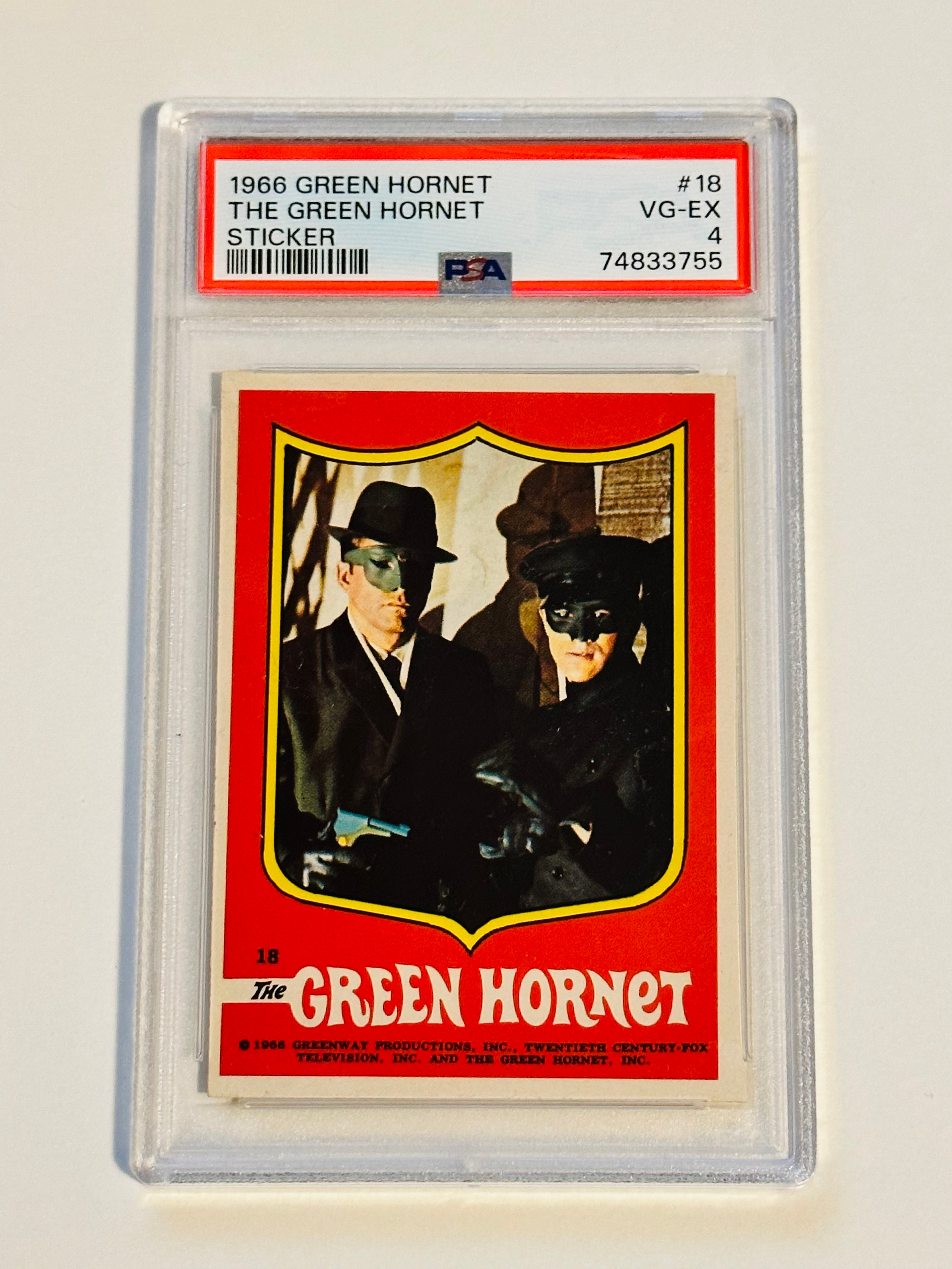 Green Hornet TV show sticker with Bruce Lee PSA graded 1966.