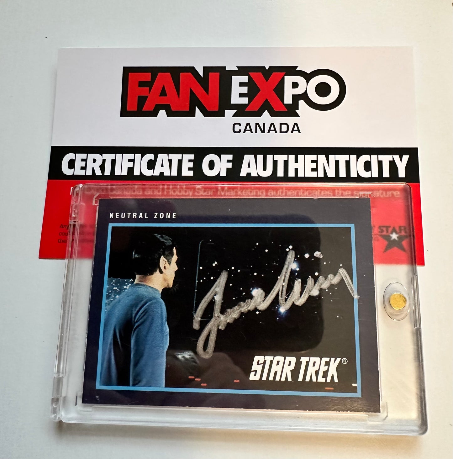 Star Trek Spock Leonard Nimoy, rare signed in person card certified by Fanexpo