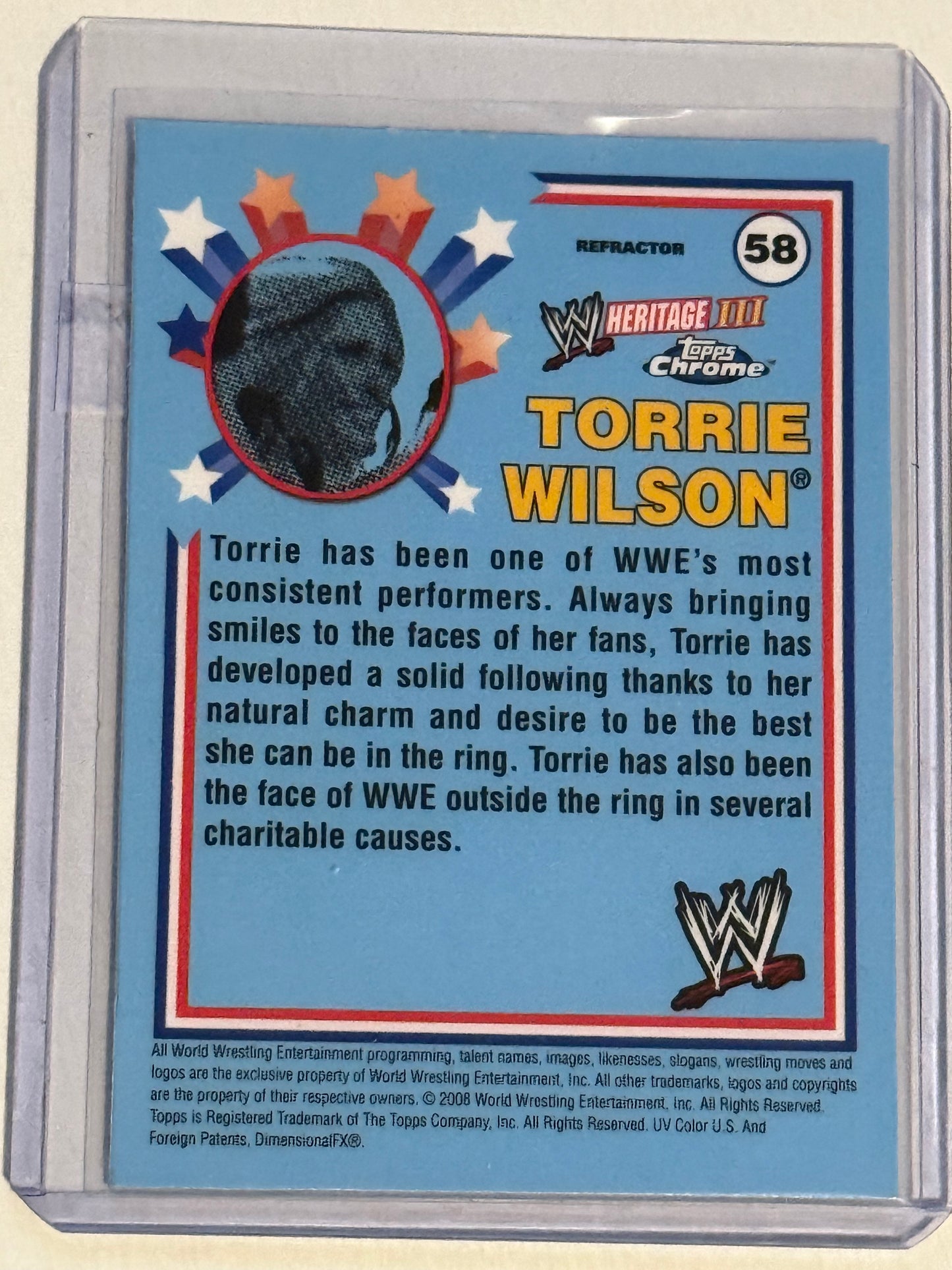 Topps wrestling Chrome rare Tori Wilson chrome refractor insert card high grade condition 2008