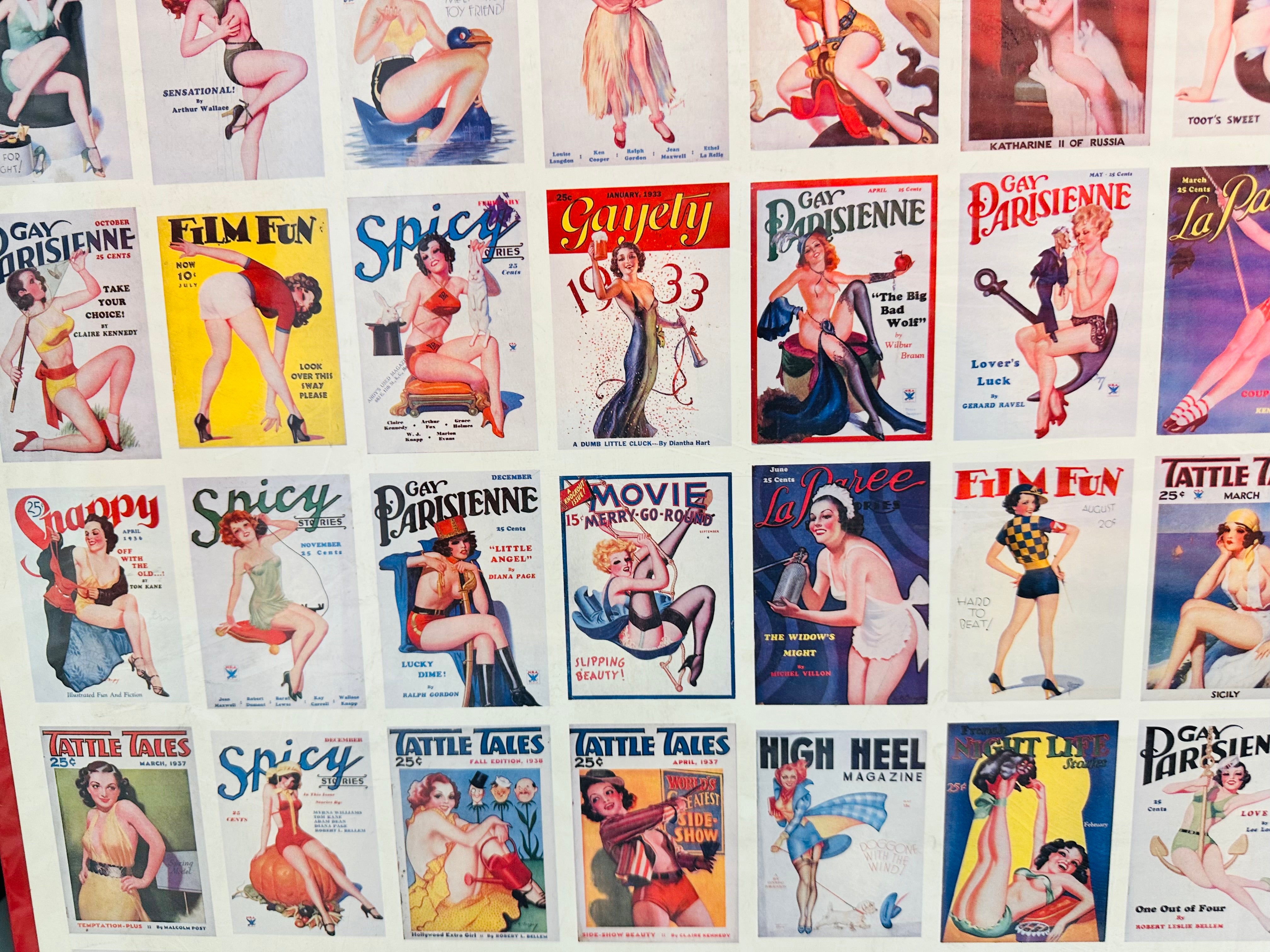 Spicy Naughty Pulp magazine girls numbered uncut matted cards sheet 1990s