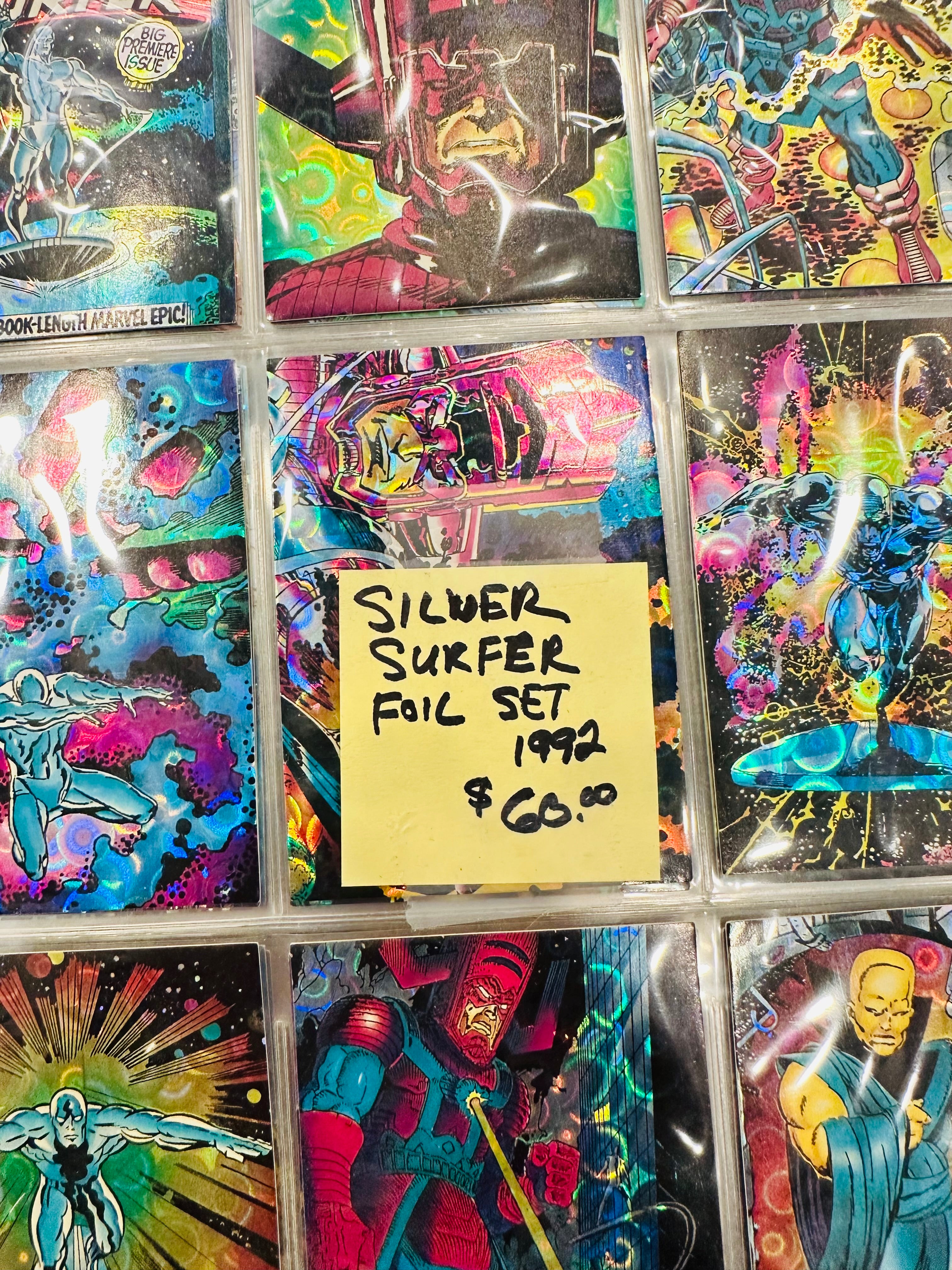 Silver surfer, marvel, superhero all foil cards set 1992