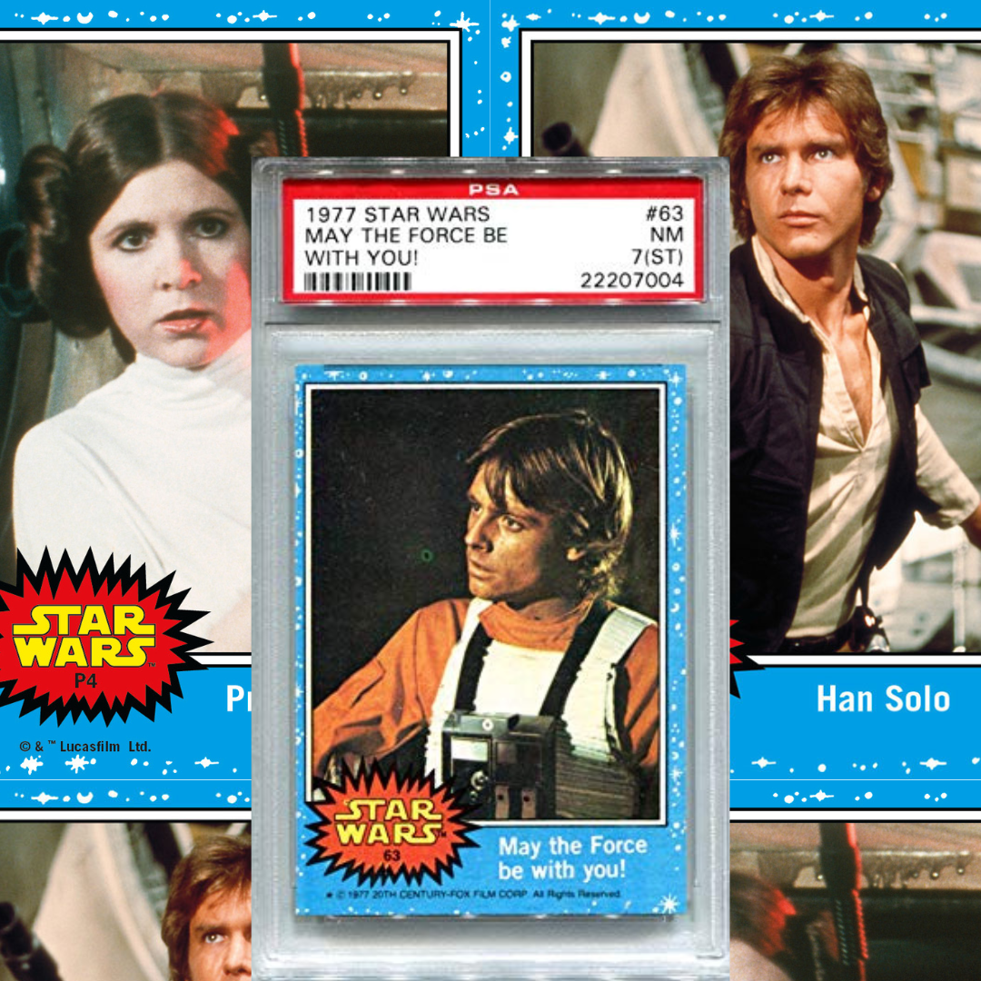 Star Wars Cards featuring Luke Skywalker, Princess Leia, and Han Solo
