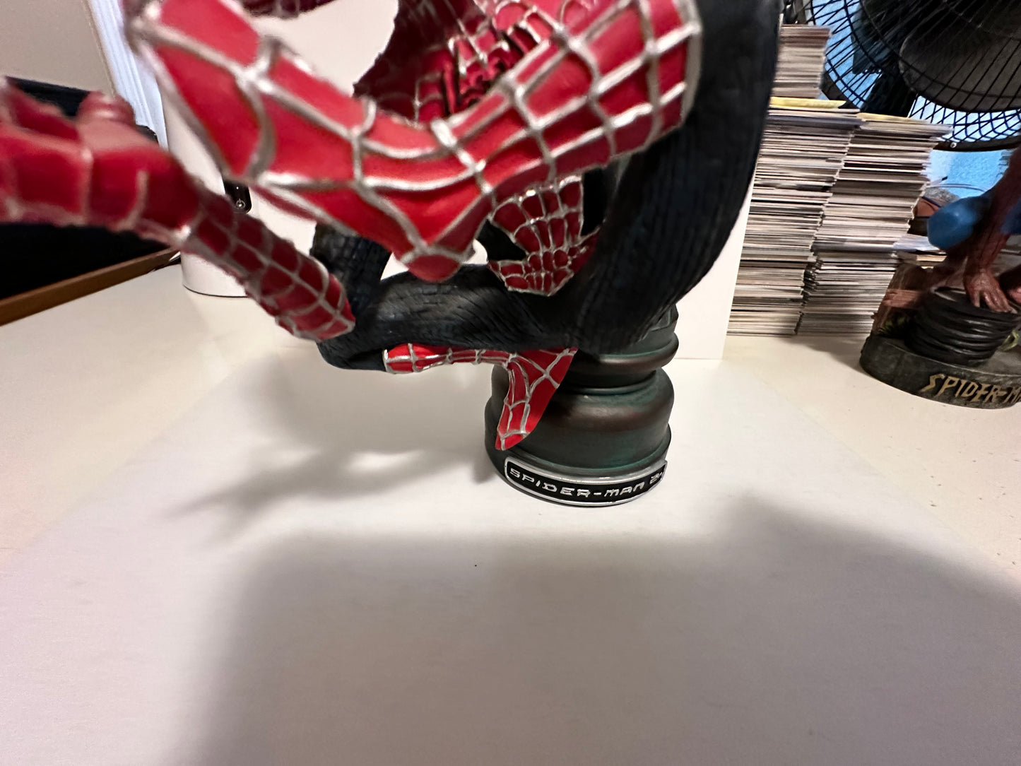 Spider-Man bubblehead figure hang off tower