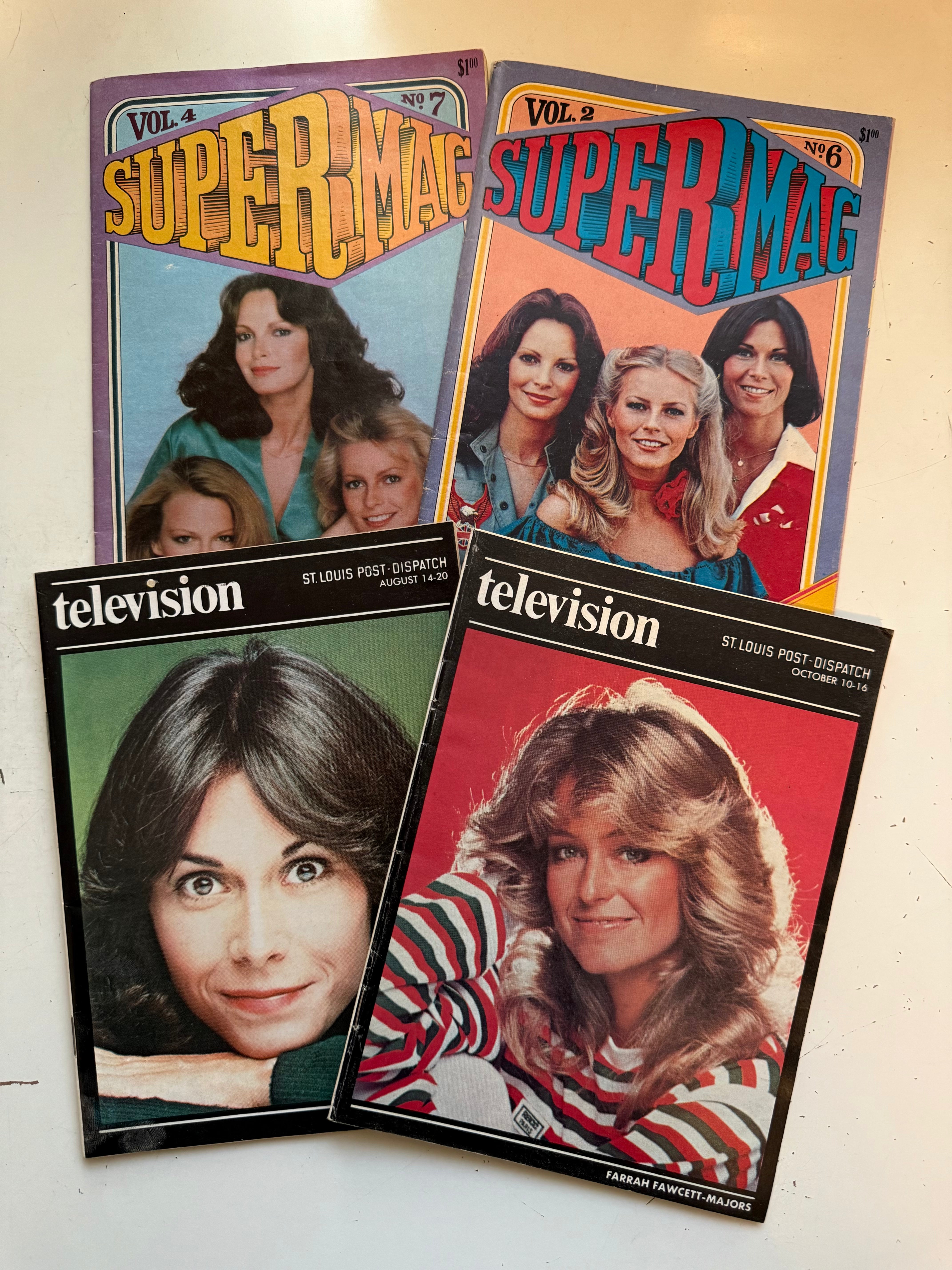 Charlie’s Angels TV show rare 4 TV guides and magazine a lot deal 1970s