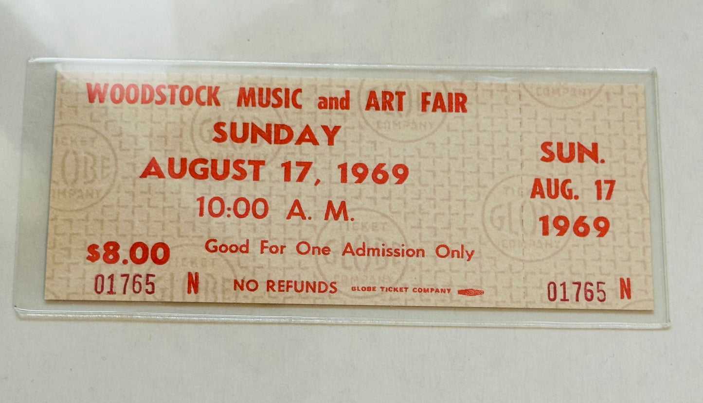 Woodstock music and Art fair original rare ticket 1969