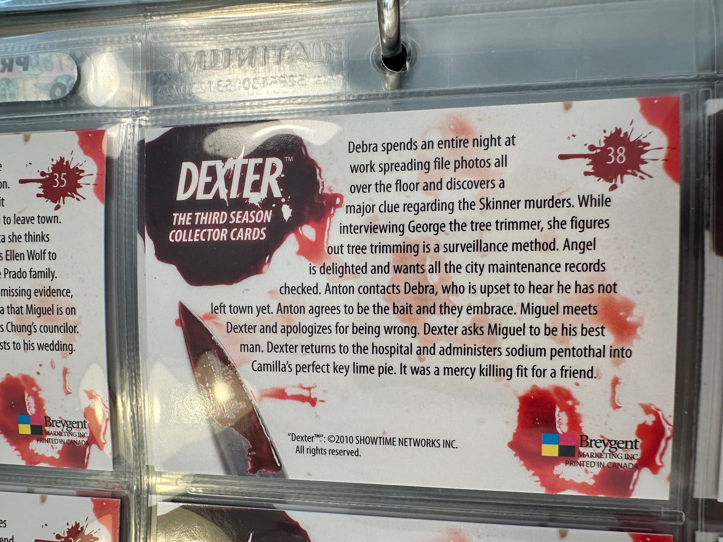 Dexter TV show season 3 cards set, foil and puzzle insert set in special binder