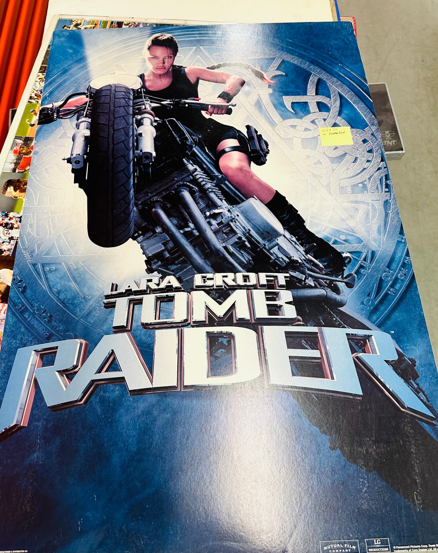 Tomb Raider rare large 22x33 movie poster on Particle board 2001