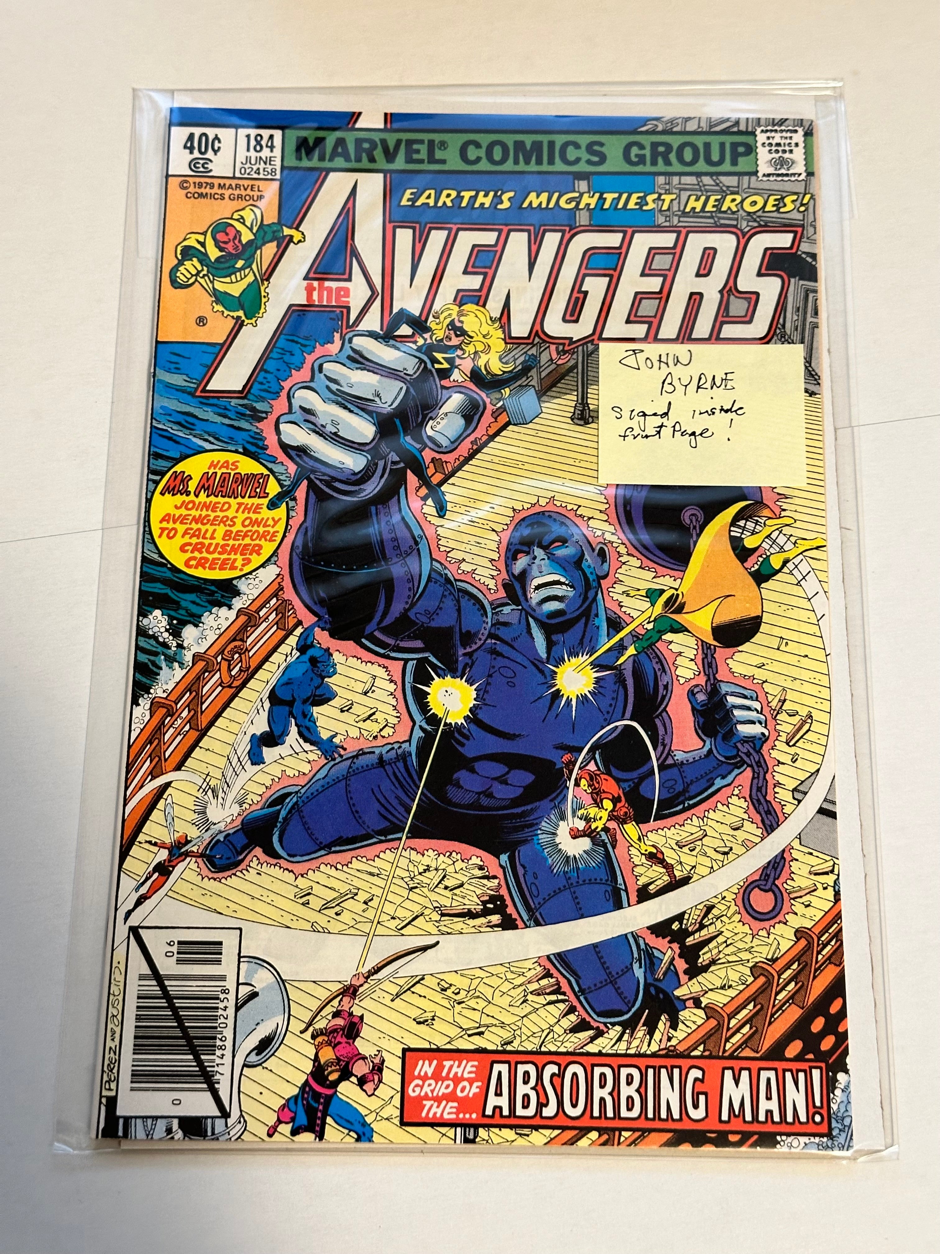 Avengers #184 high grade condition John Byrne autographed comic book with COA
