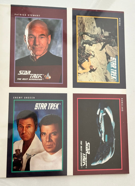 Star Trek rare four cards uncut sheet 1990s