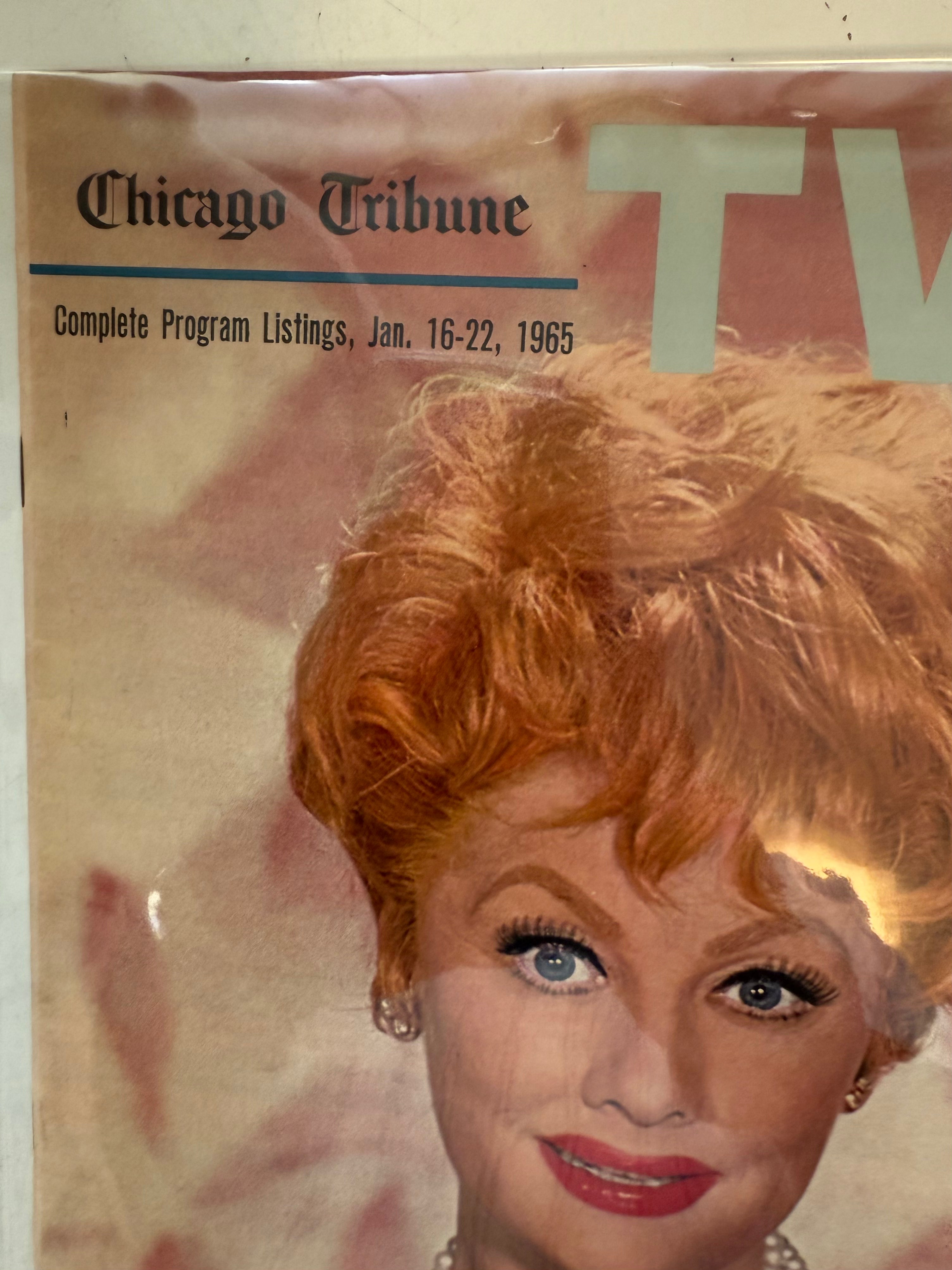 Lucille Ball rare vintage Chicago tribune TV Guide insert 1965