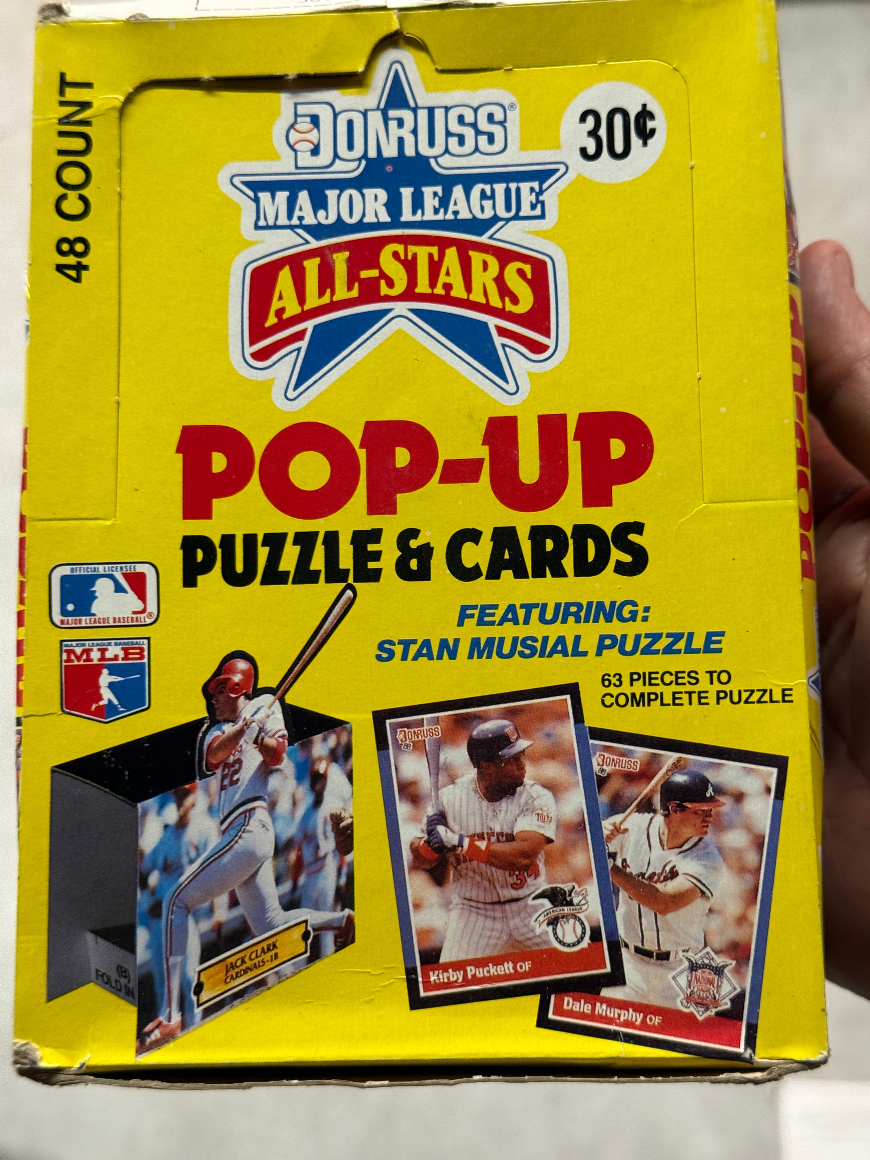 1988 Donruss baseball pop-up stars cards, 48 packs box