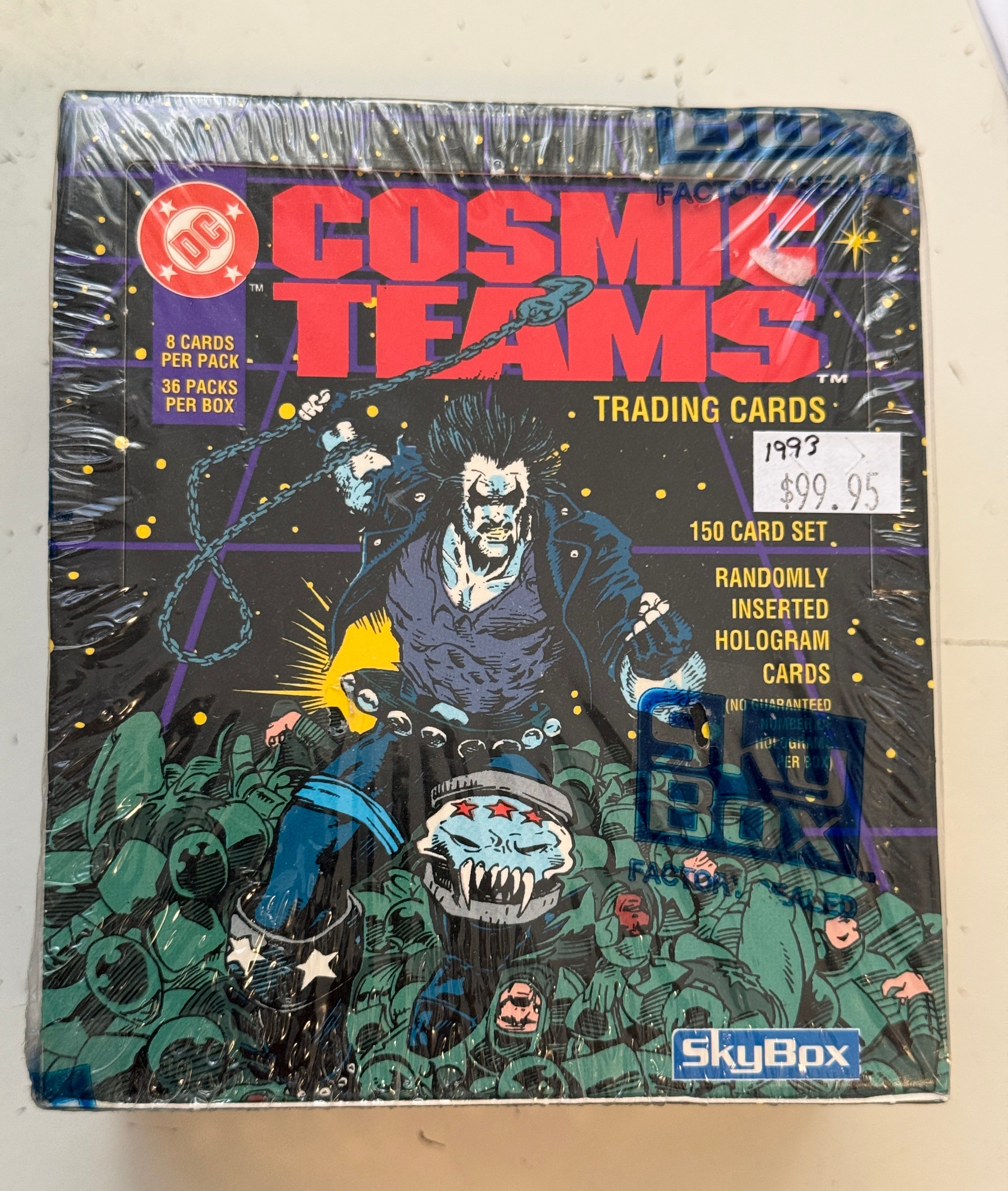 DC cosmic teams, superhero cards, 36 sealed packs factory seal box 1993