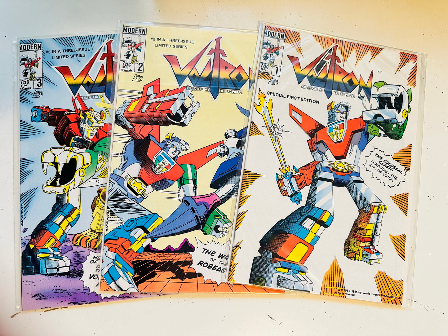 Voltron vintage 3 high grade NM comics set 1-3 from 1985