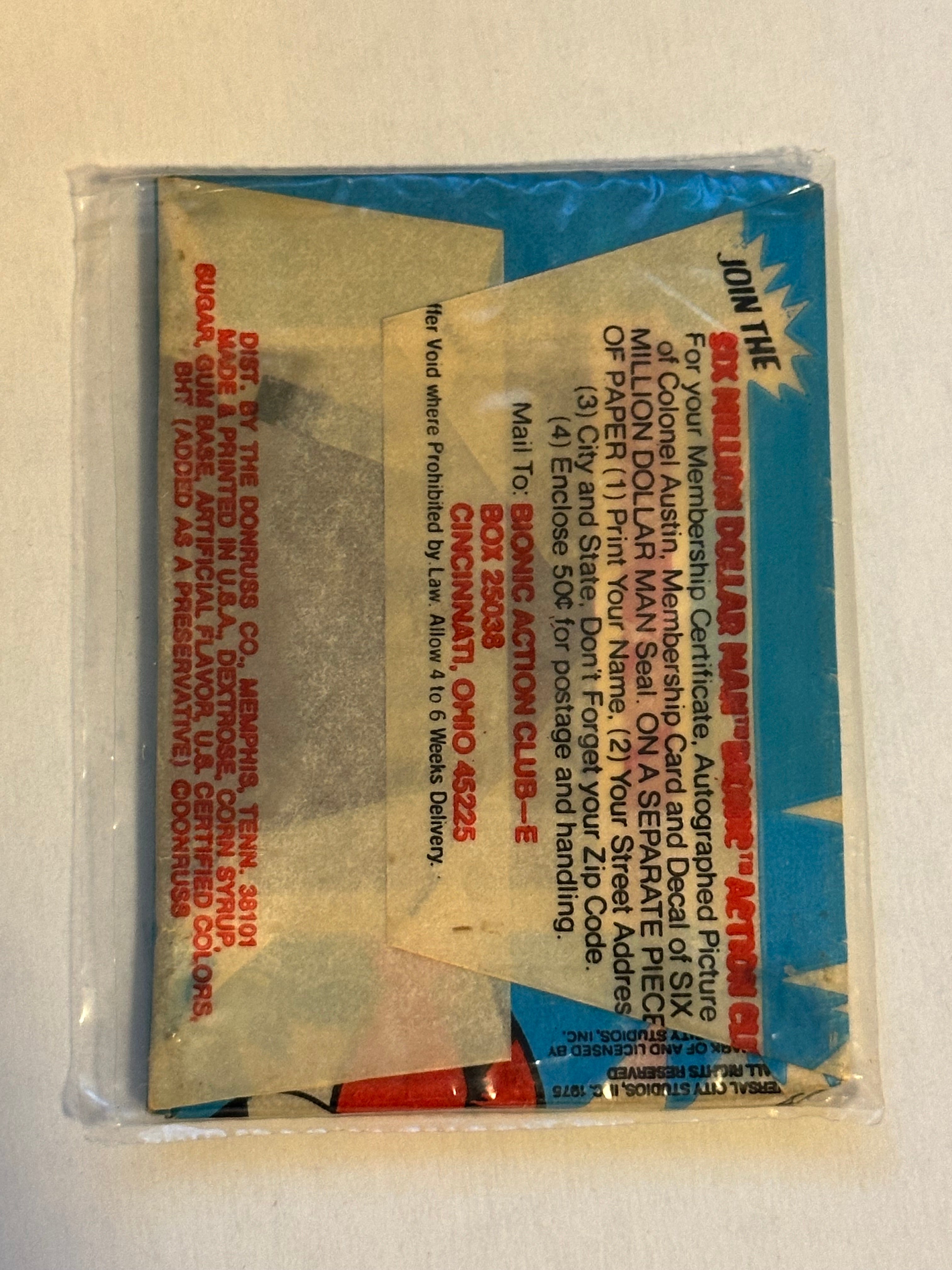 Six Million Dollar Man TV show cards rare sealed pack 1975