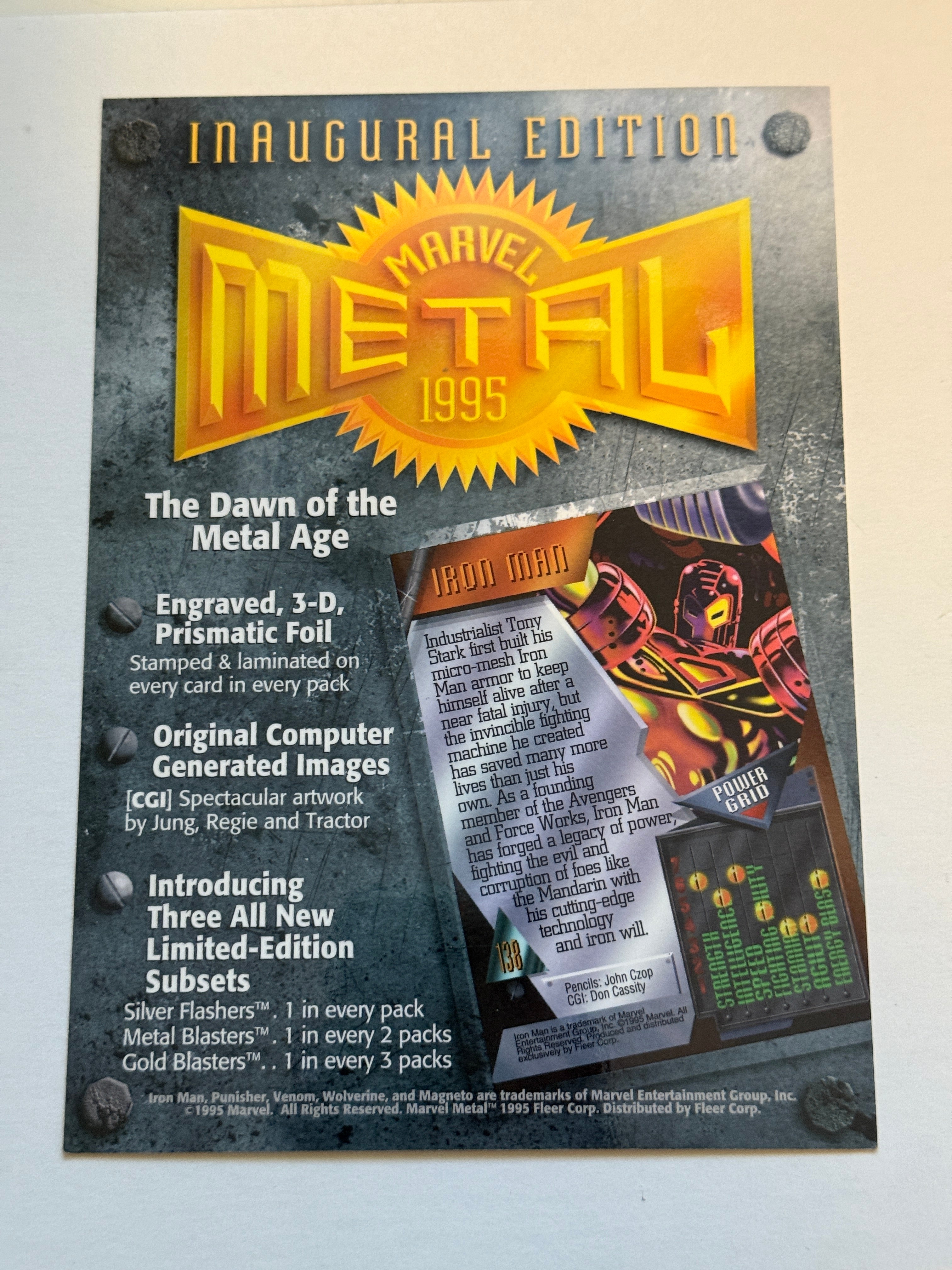 Marvel Metal rare uncut cards sheet 1995