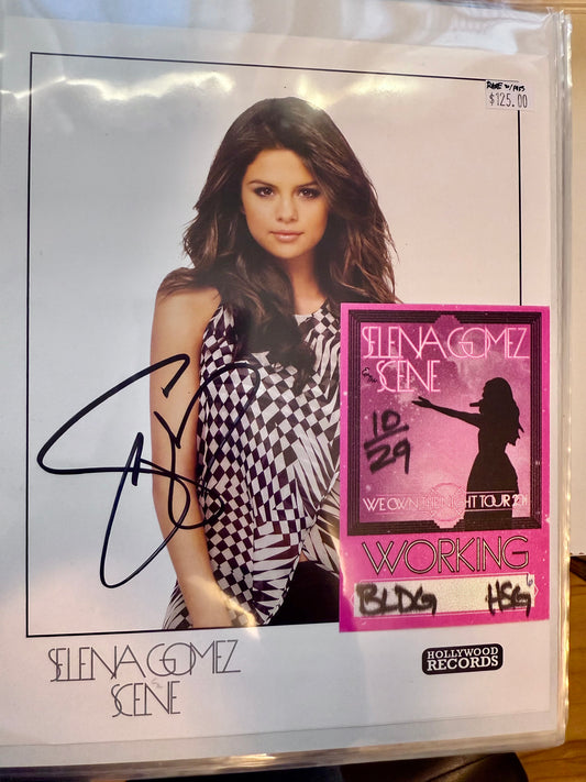 Selena Gomez autographed 8x10 photo with tour pass and COA