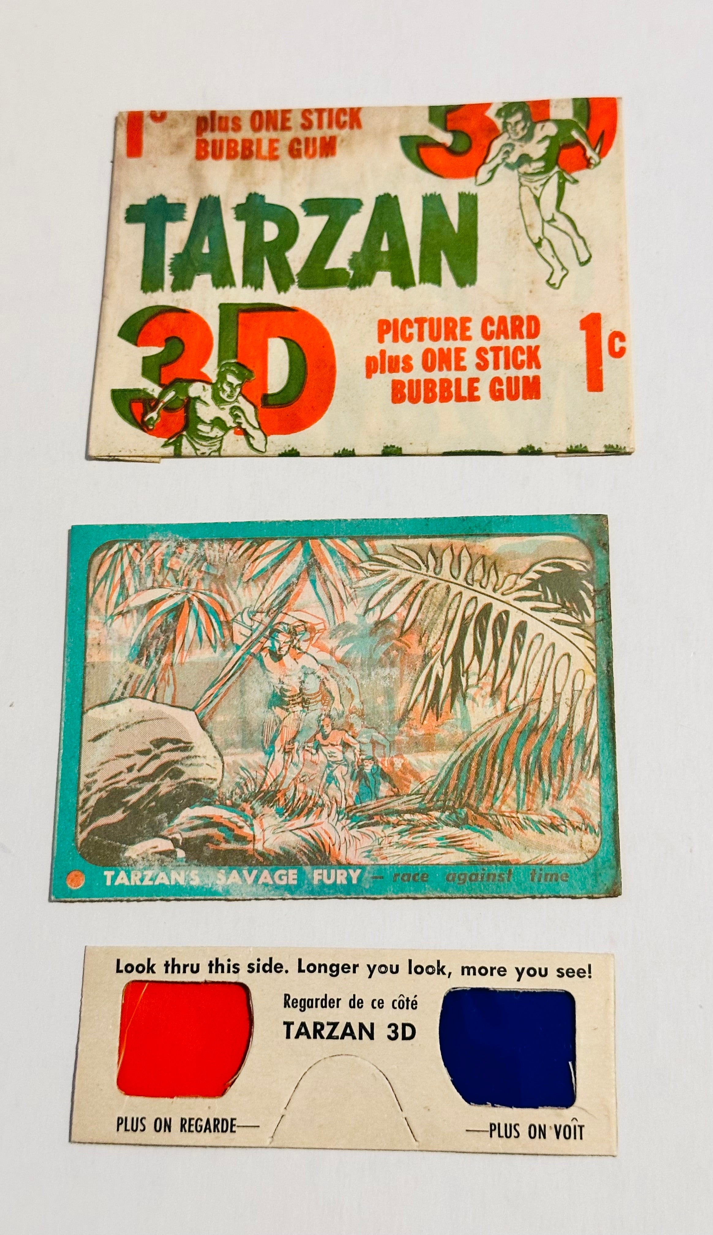 Tarzan 3D rare opened card pack with 3D glasses 1953