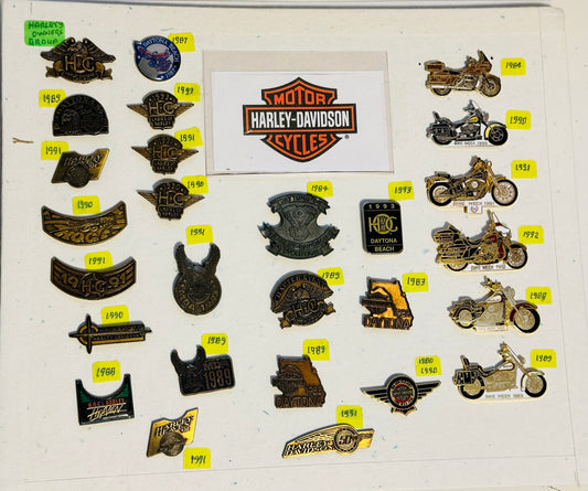 ￼ Harley Davidson vintage motorcycle pins set 1990s