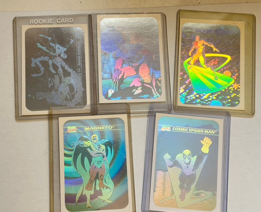 Marvel Universe series 1 rare five cards holograms inserts high grade condition set 1990