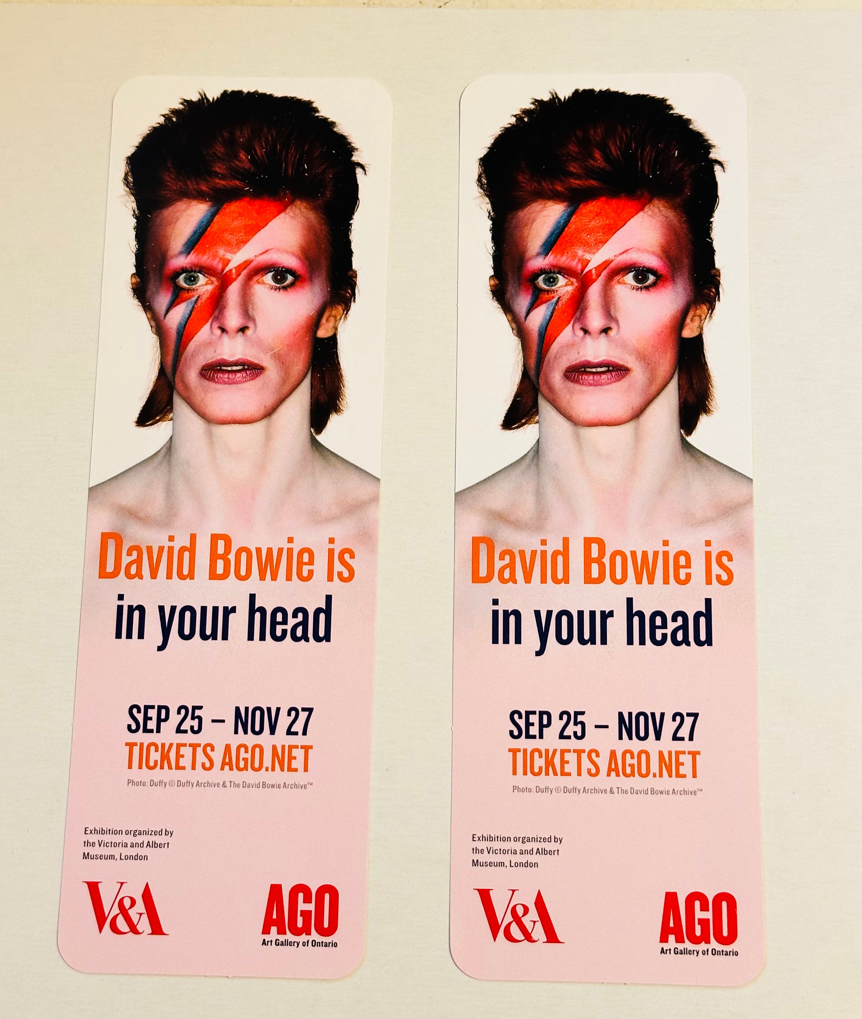 David Bowie Art Gallery of Ontario limited issued two bookmarks 2013