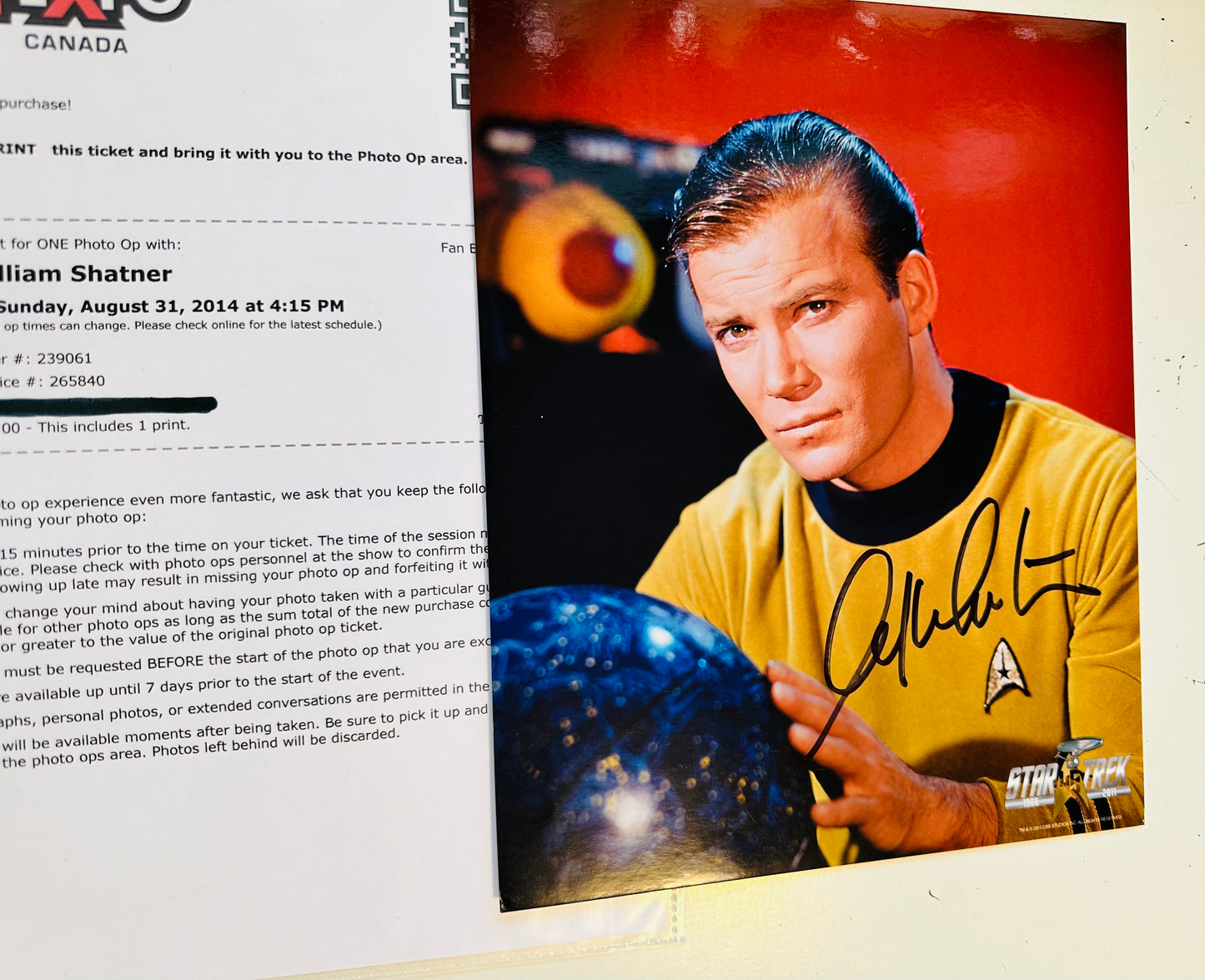 Star Trek legend William Shatner autographed in person photo with Fanexpo COA